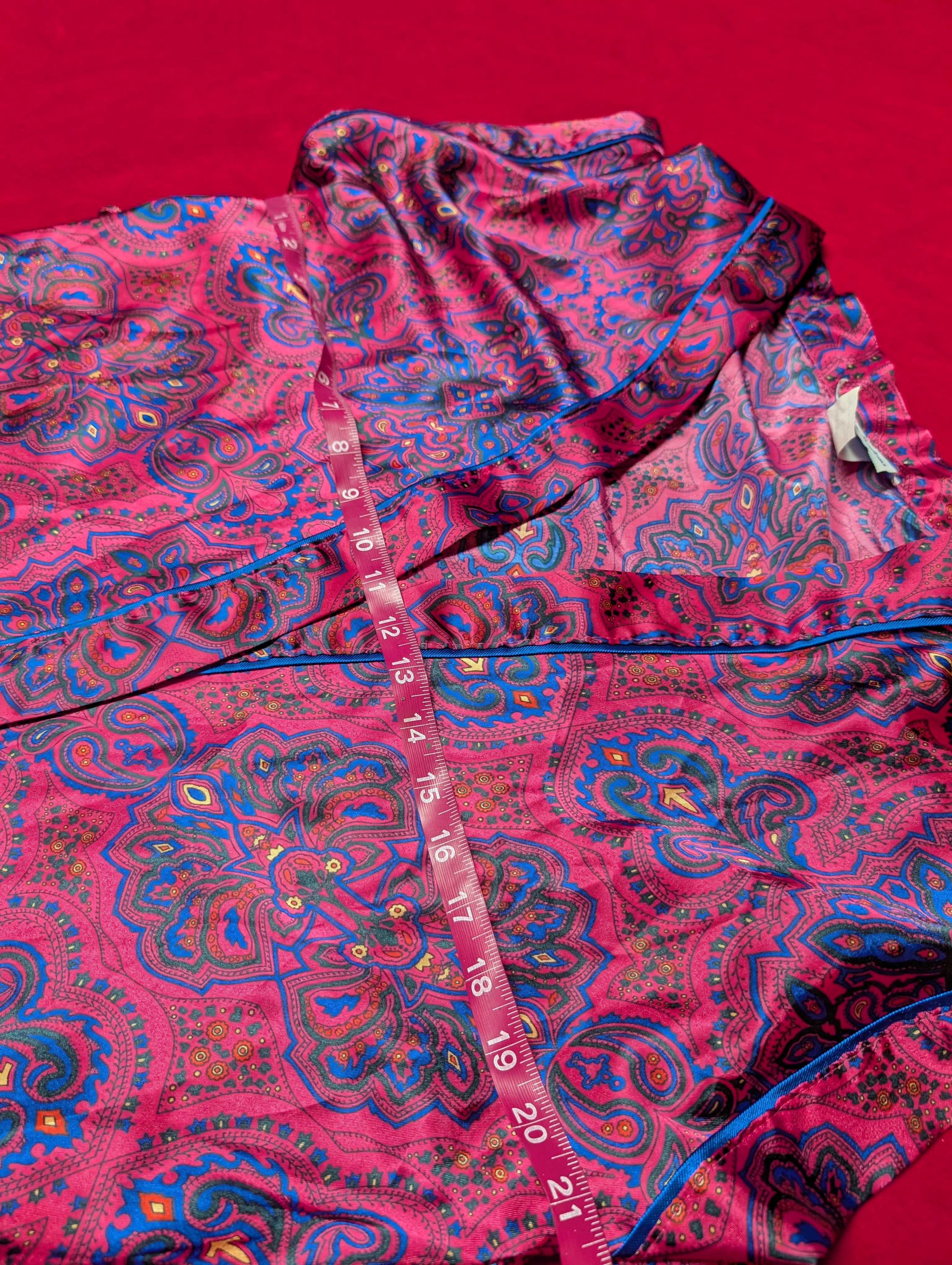 Night Time Creations Paisley Magenta & Indigo Slip & Robe Set size Small