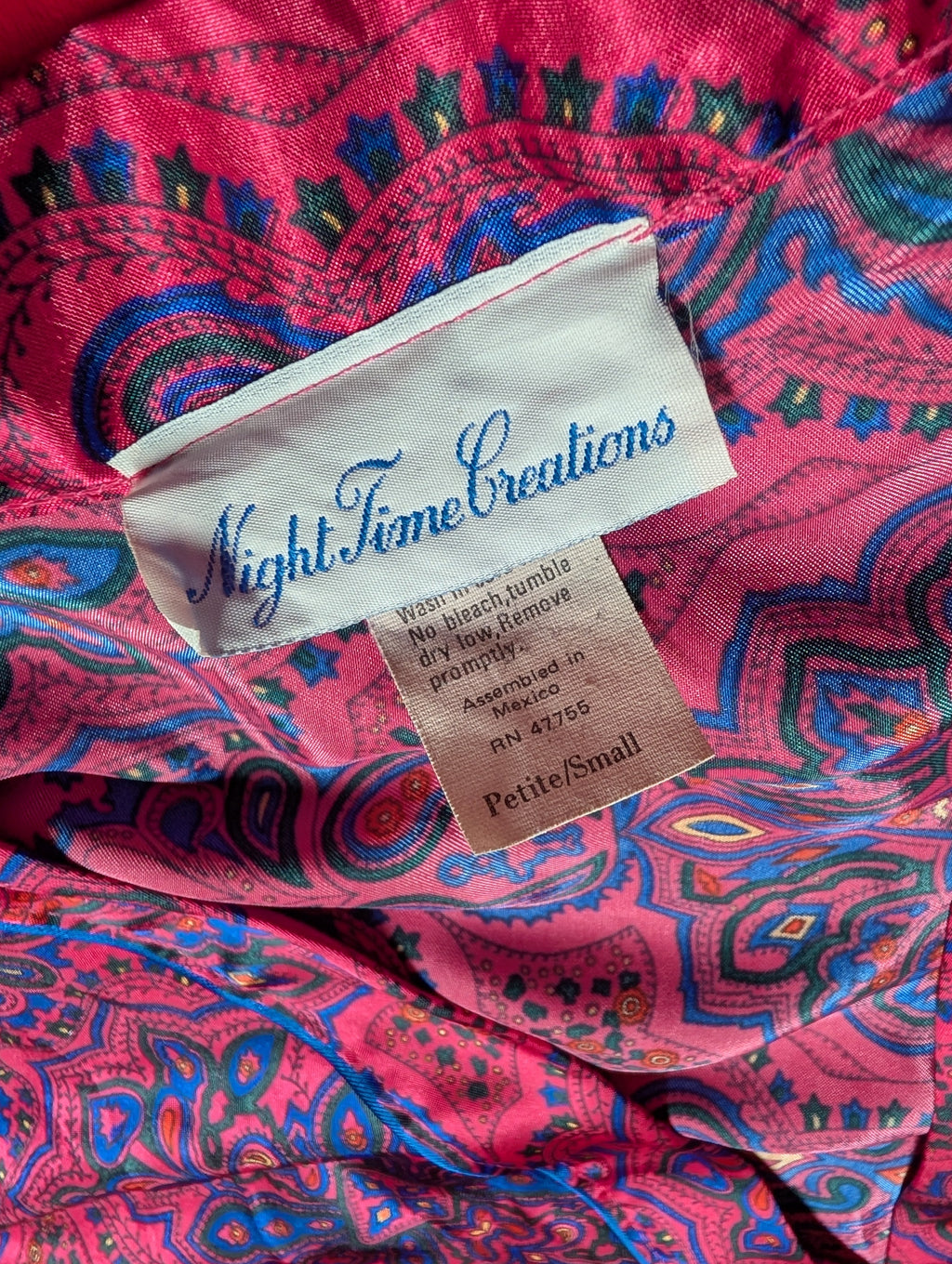 Night Time Creations Paisley Magenta & Indigo Slip & Robe Set size Small