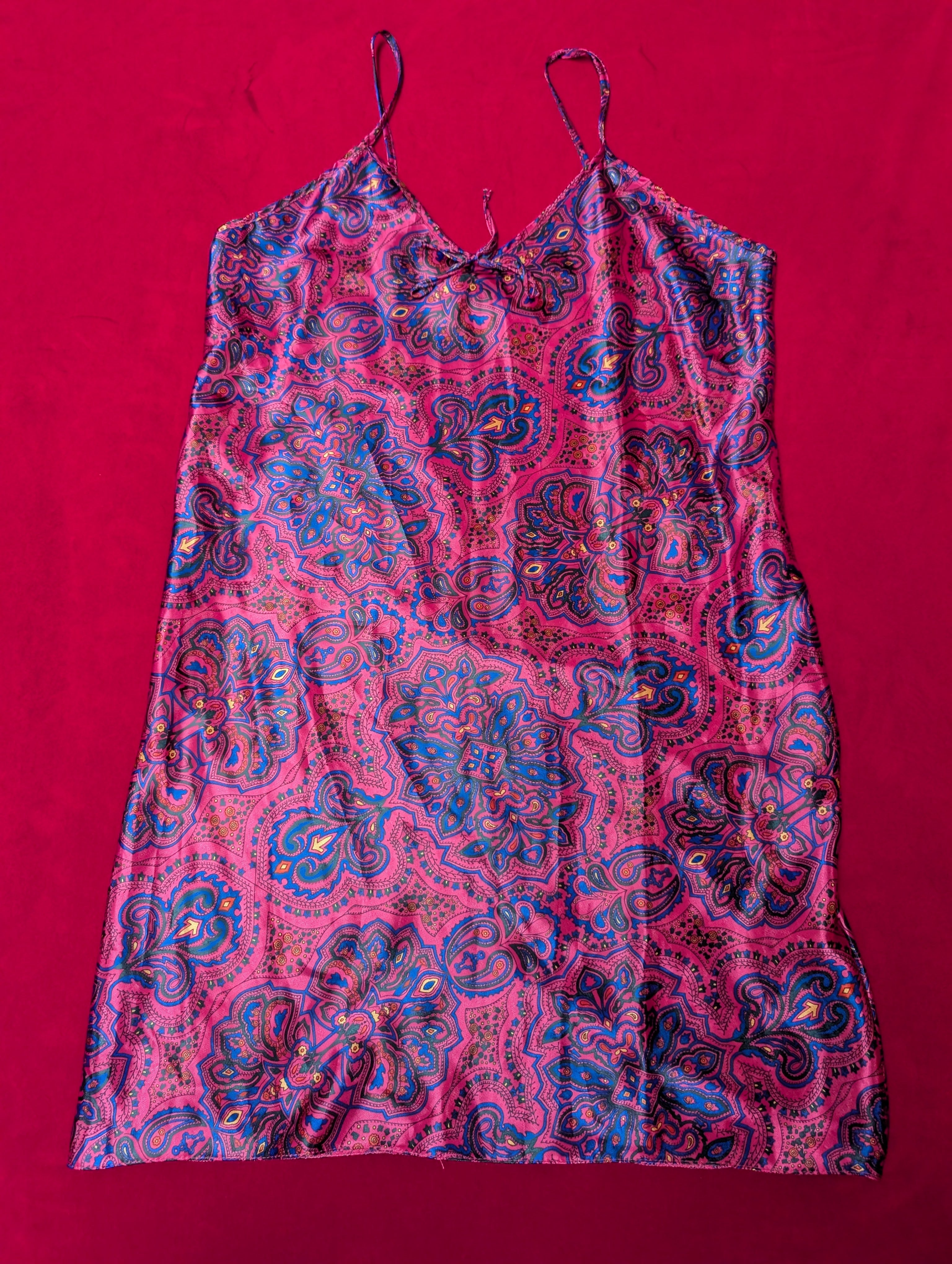 Night Time Creations Paisley Magenta & Indigo Slip & Robe Set size Small