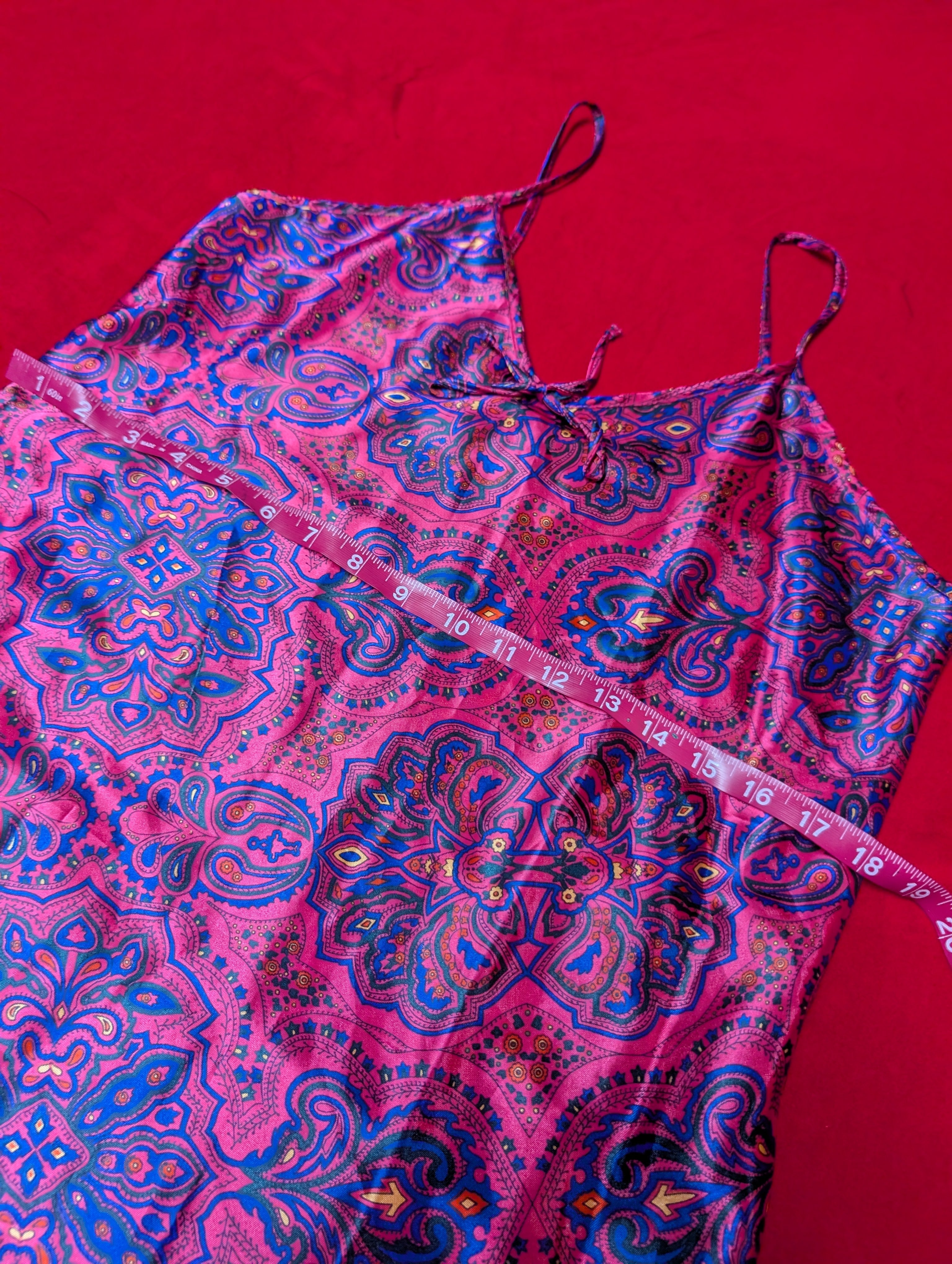 Night Time Creations Paisley Magenta & Indigo Slip & Robe Set size Small