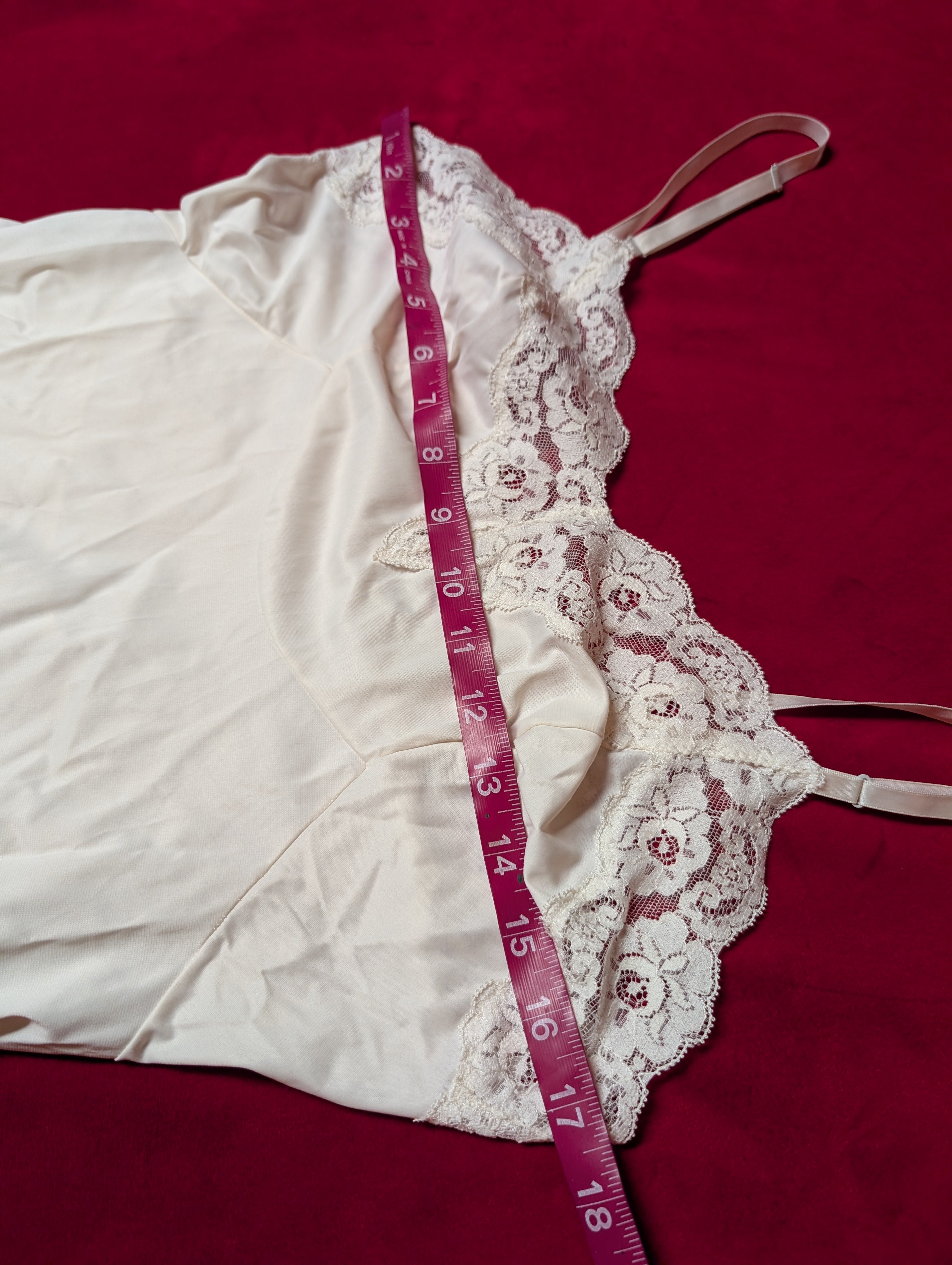 Vintage Vanity Fair Lace & Nylon Midi Length Slip Dress size Small