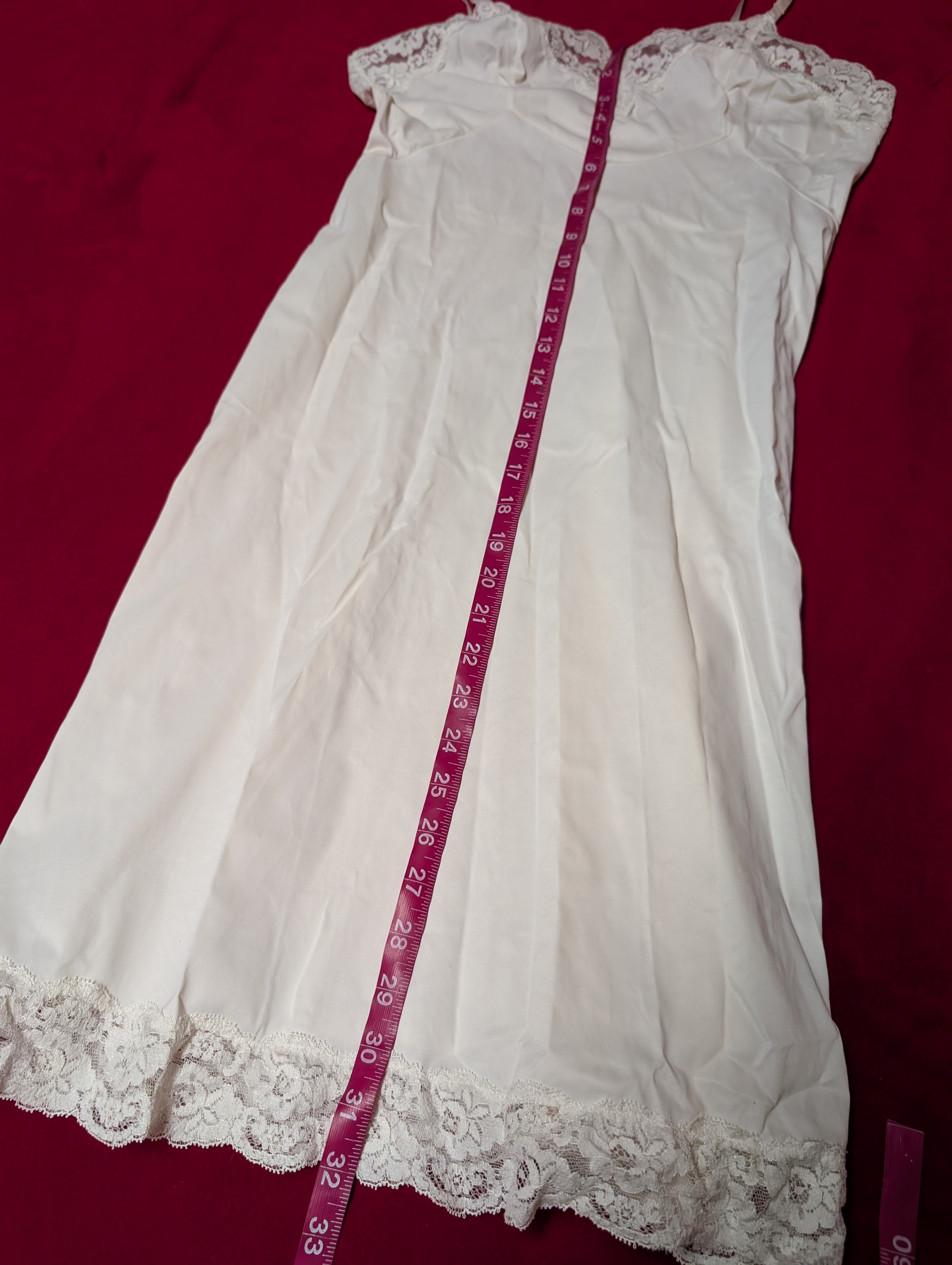 Vintage Vanity Fair Lace & Nylon Midi Length Slip Dress size Small
