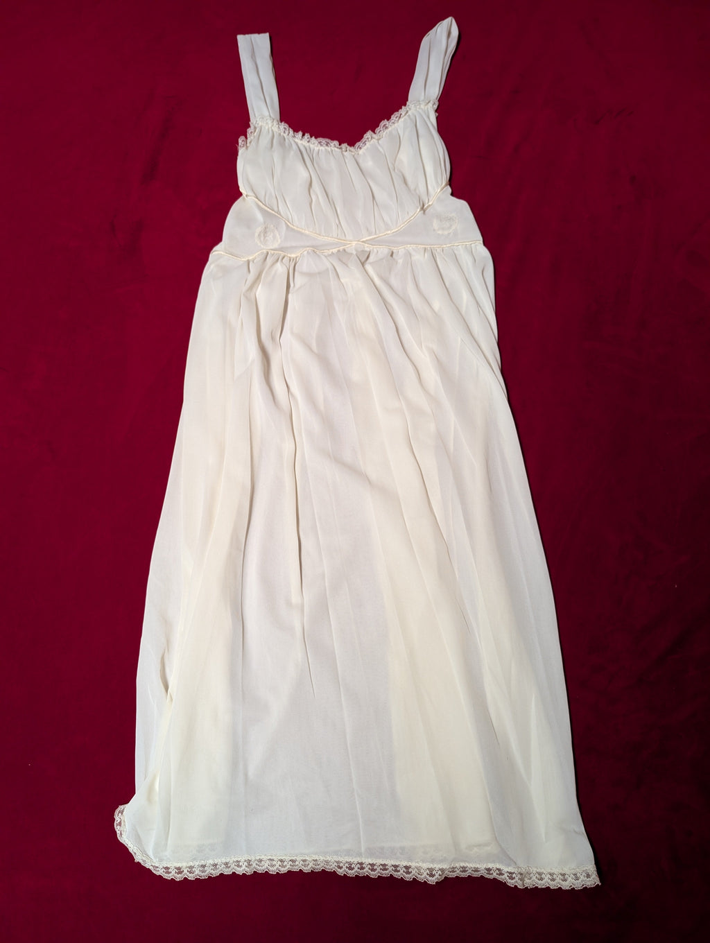Vintage Radcliffe Nylon Flutter Princess Slip Midi Dress Nightie in XS