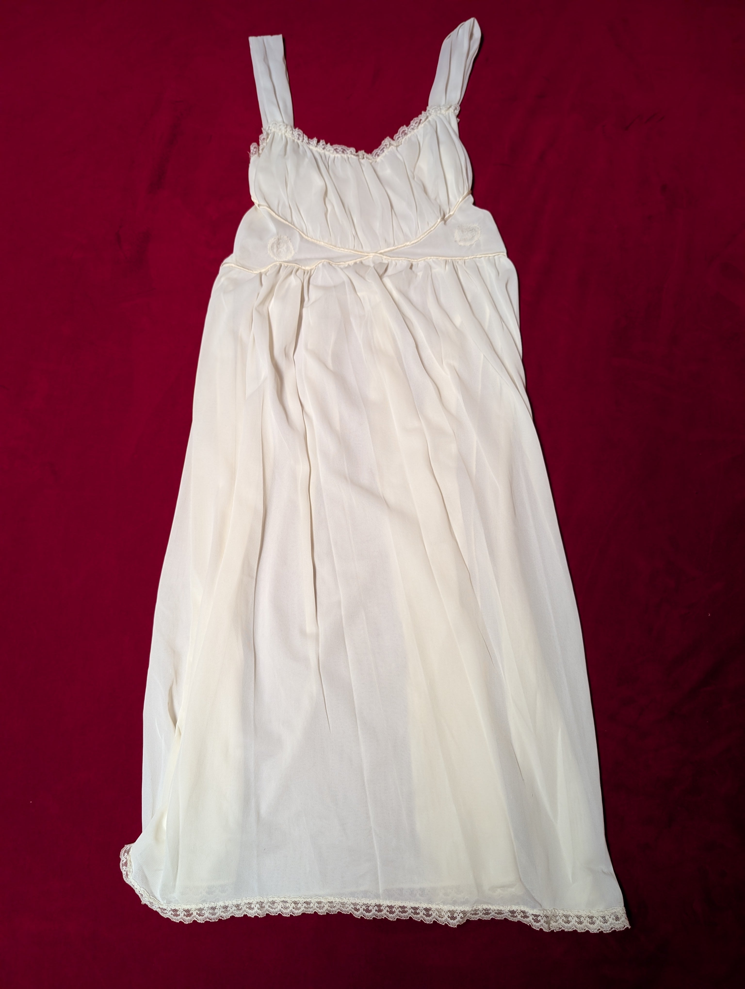 Vintage Radcliffe Nylon Flutter Princess Slip Midi Dress Nightie in XS