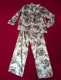 Morgan Taylor Intimates White, Black & Red Rose Pajama Set size Large