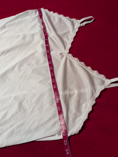 Beautiful White Maxi Slip Dress Nightie in Stark White with Lace Slits size 4XL