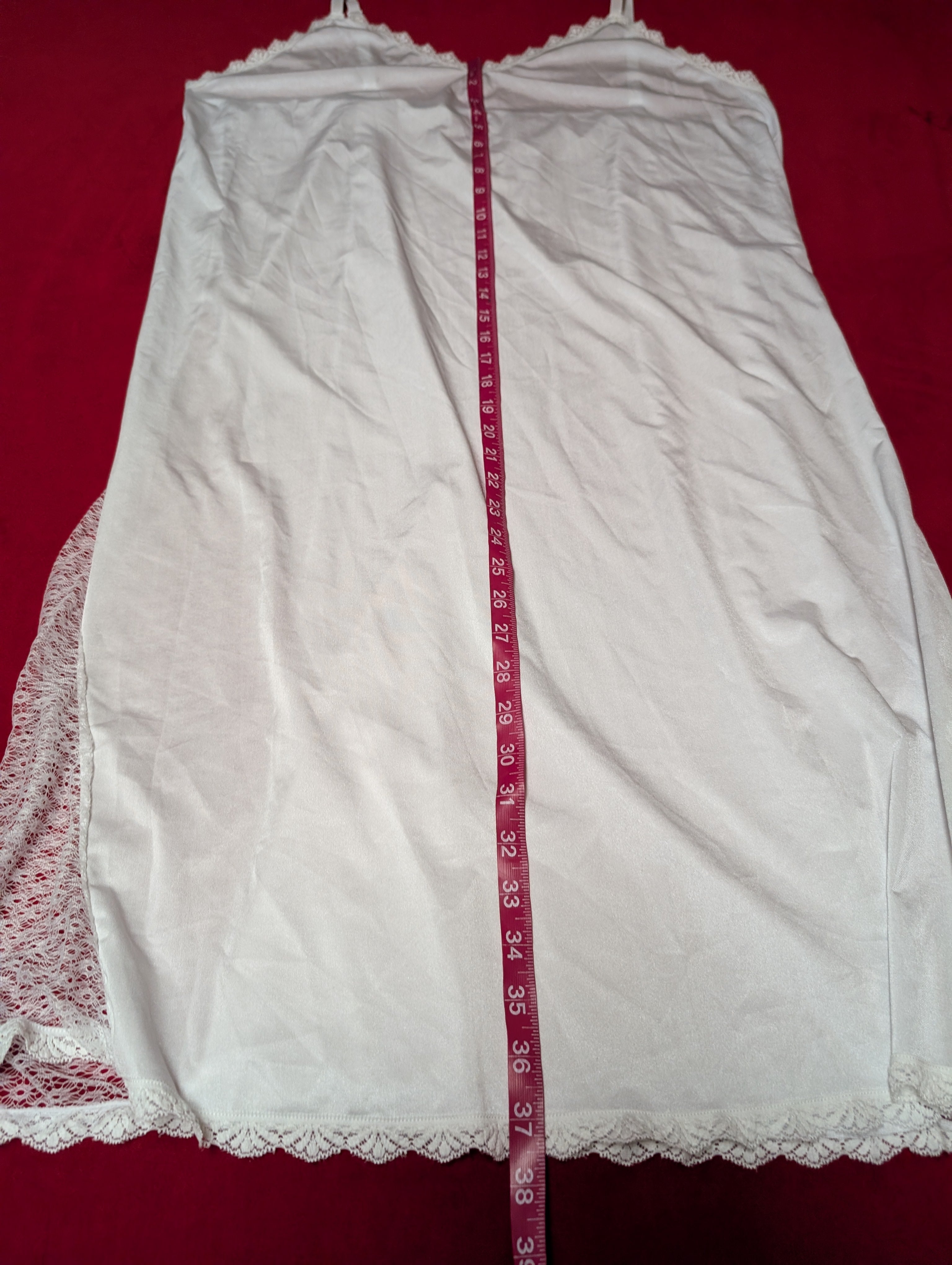 Beautiful White Maxi Slip Dress Nightie in Stark White with Lace Slits size 4XL