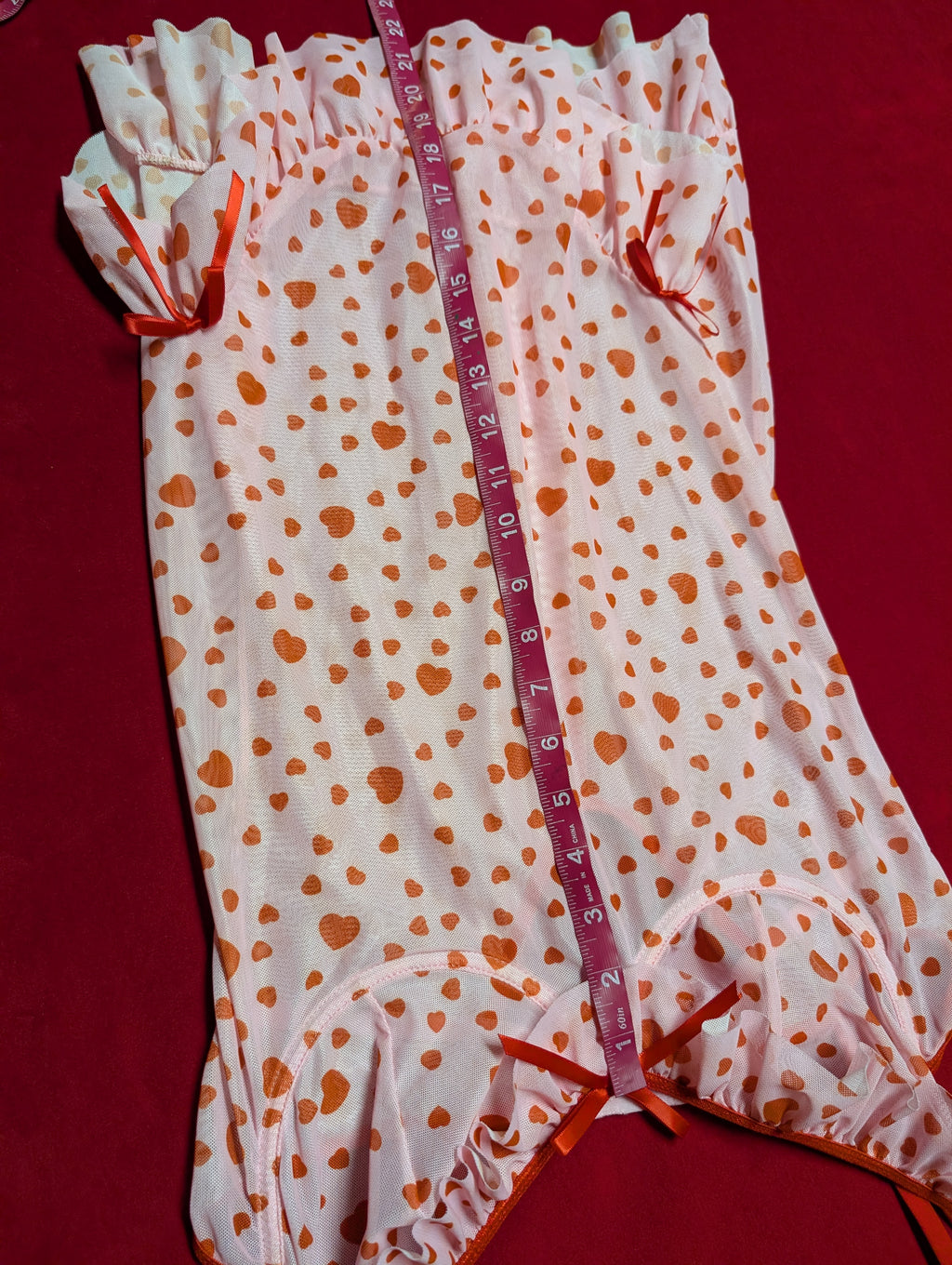 Ruffles & Hearts Mesh Pink Babydoll Nightie Chemise in XL