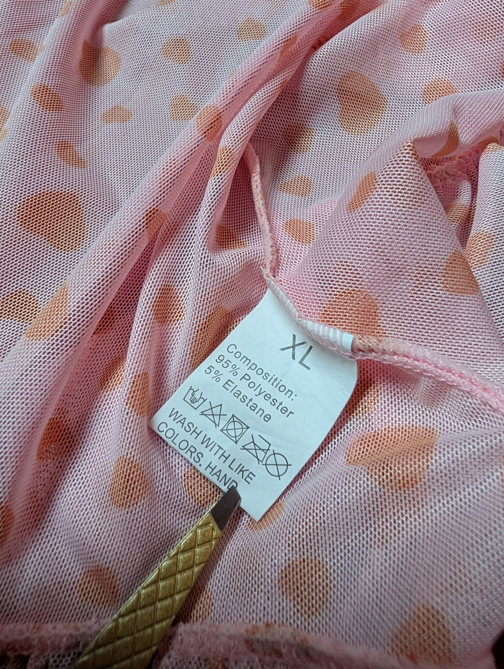 Ruffles & Hearts Mesh Pink Babydoll Nightie Chemise in XL