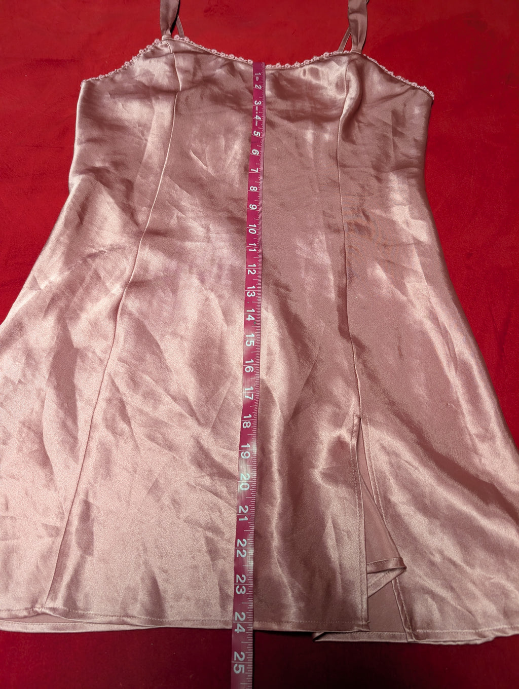 Dusty Rose Mauve Pink Satin Mini Slip Dress Chemise in Small