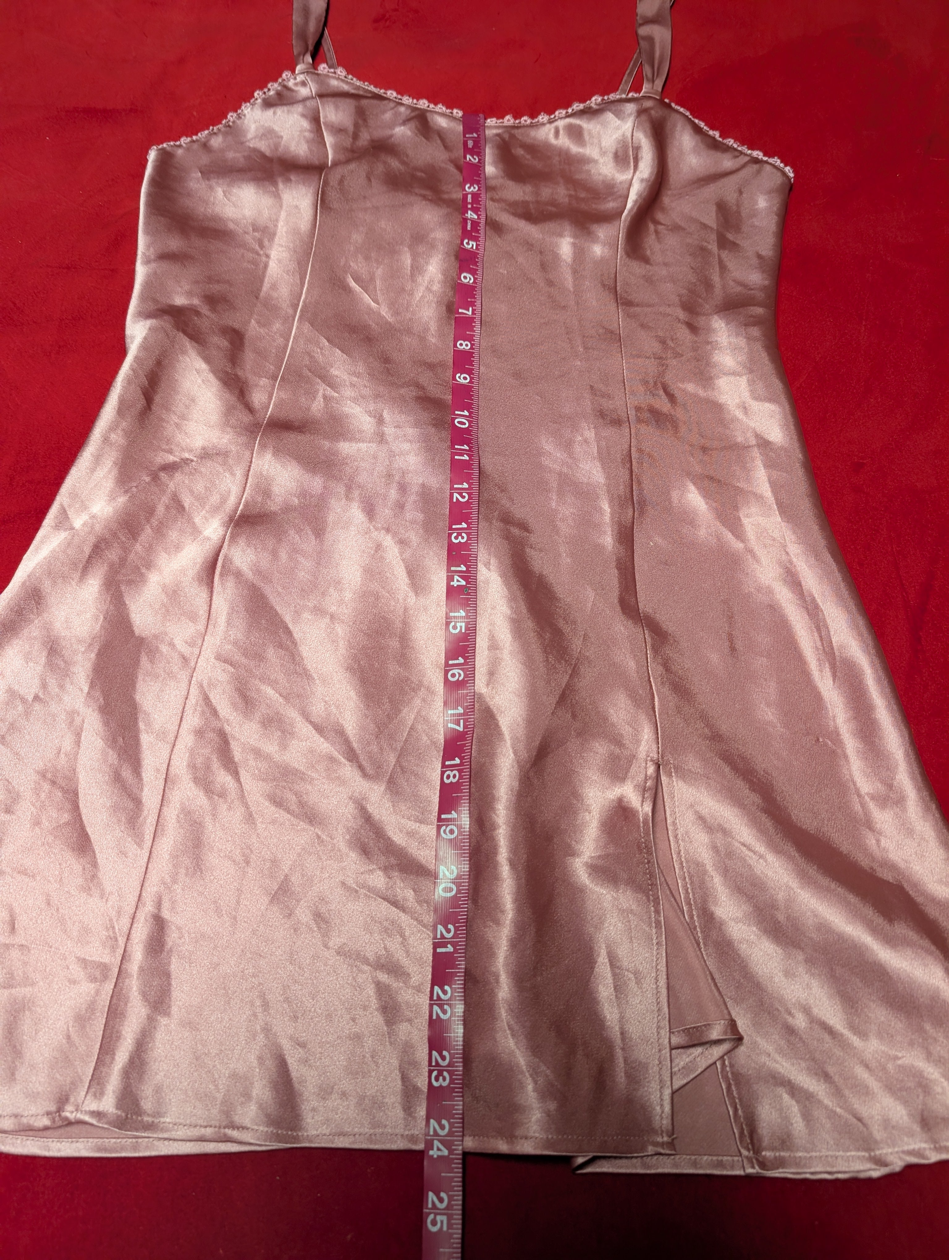 Dusty Rose Mauve Pink Satin Mini Slip Dress Chemise in Small