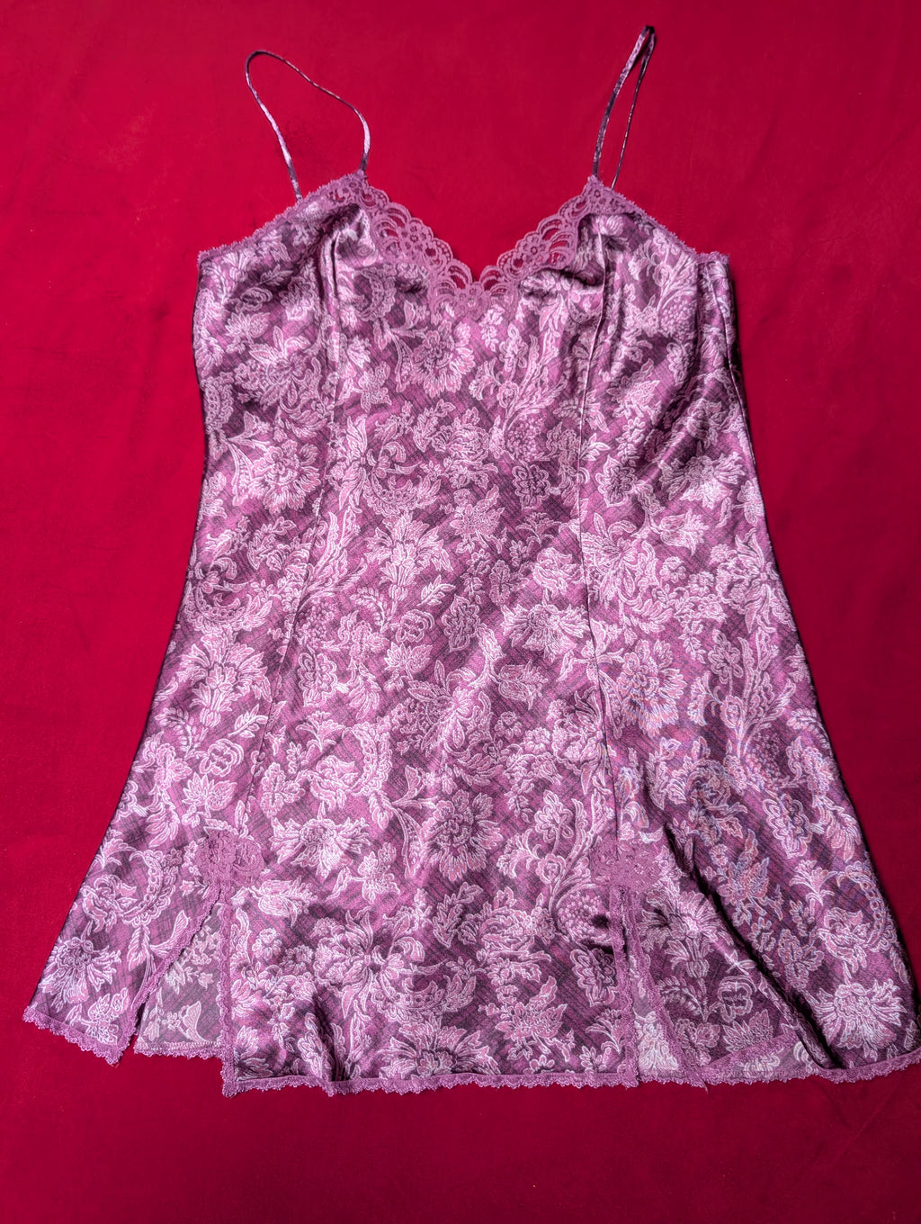 Groovy Magenta Floral Mini Slip Chemise Dress in XL
