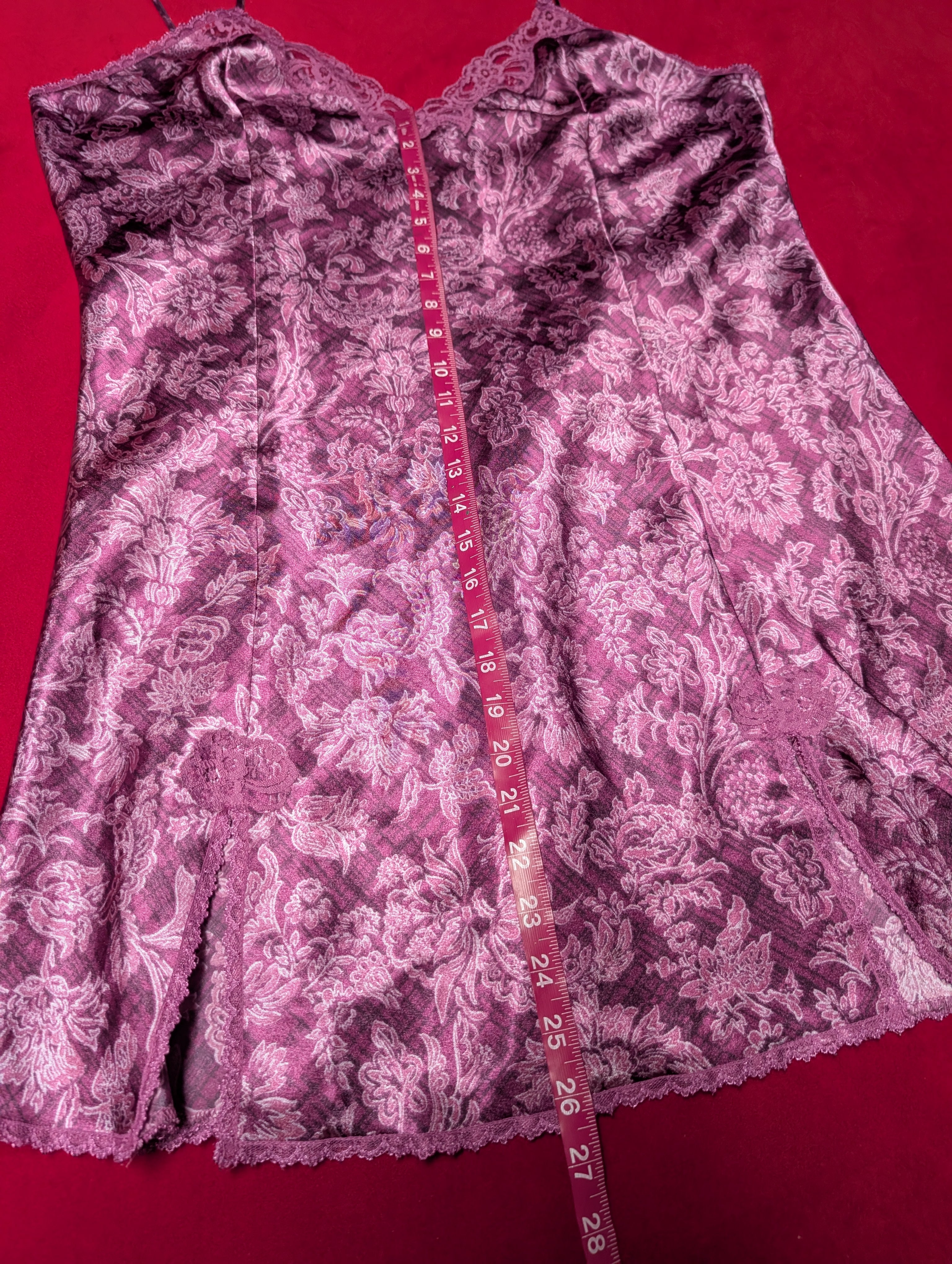 Groovy Magenta Floral Mini Slip Chemise Dress in XL