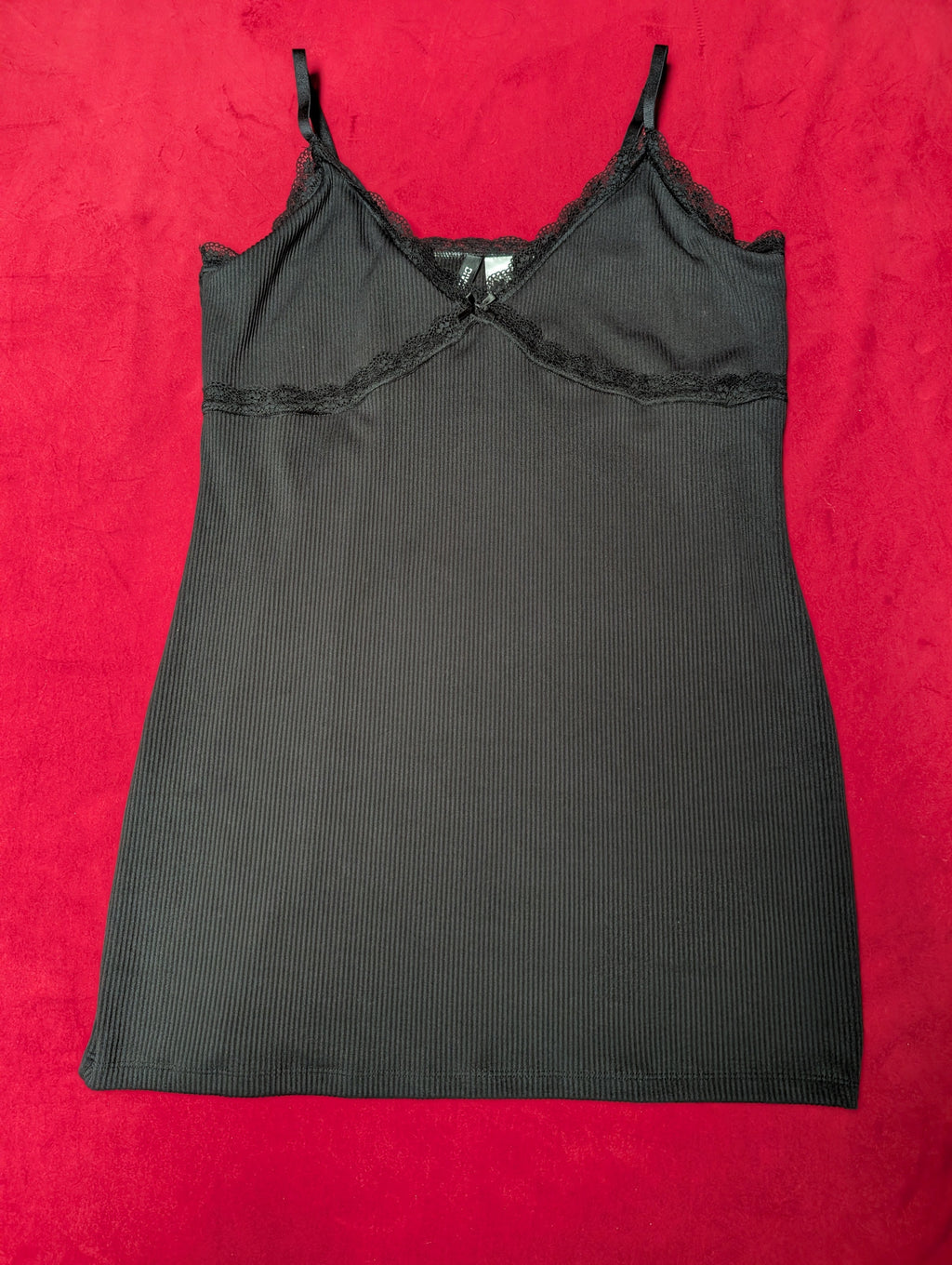 H&M Divided Lace Lined Ribbed Camisole Mini Dress in XL