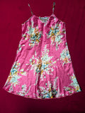 Hot Pink Floral Satin Mini Slip Chemise Dress in 2XL