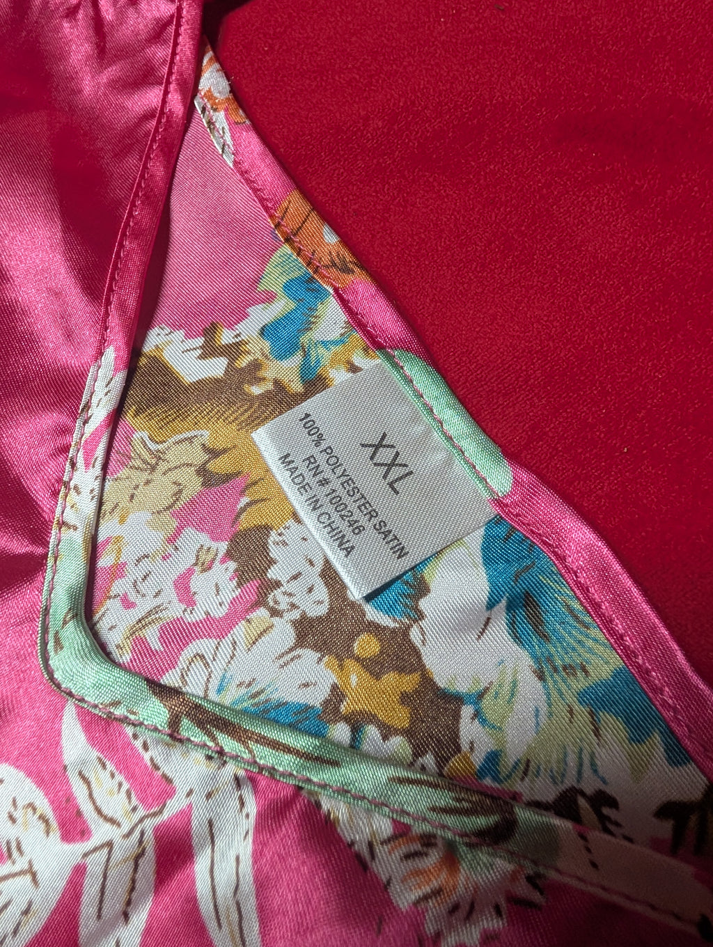 Hot Pink Floral Satin Mini Slip Chemise Dress in 2XL