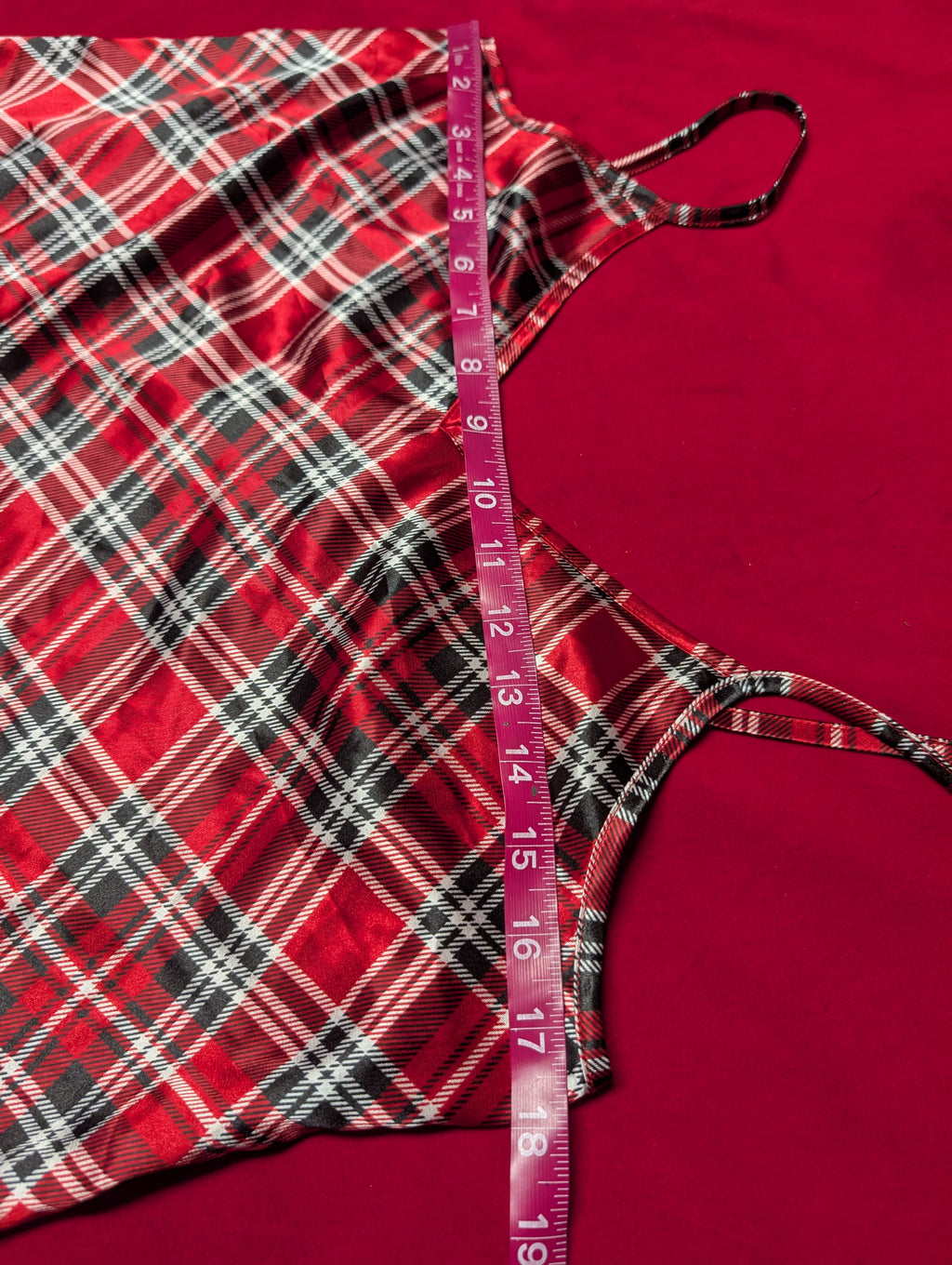 Satin Red Plaid Punk Tartan Holiday Short Pajama Set in Large