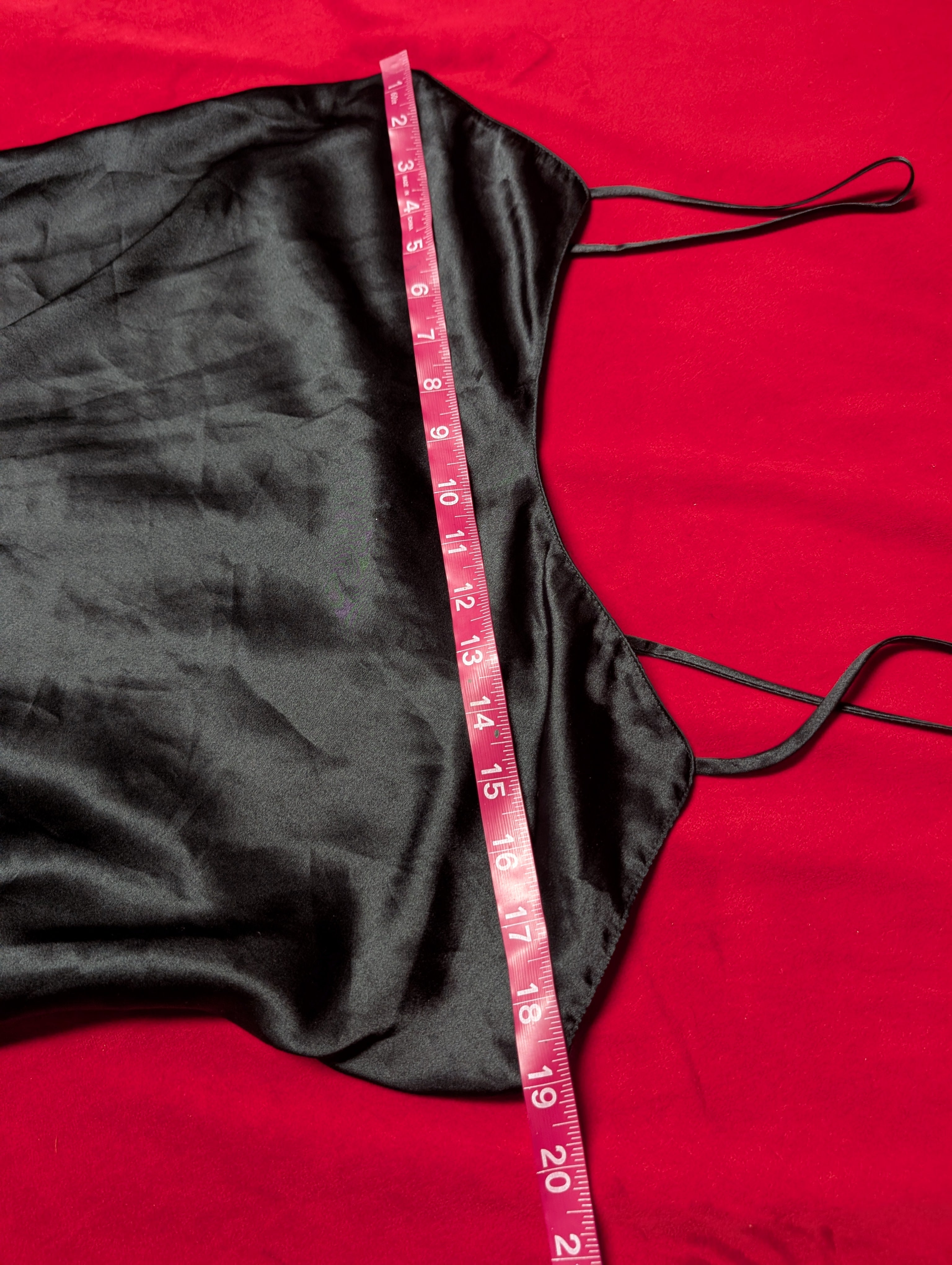 Vanity Fair Slit Midi Black Satin Slip Dress in Medium
