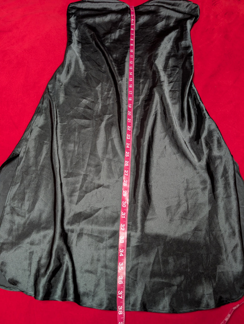Vanity Fair Slit Midi Black Satin Slip Dress in Medium