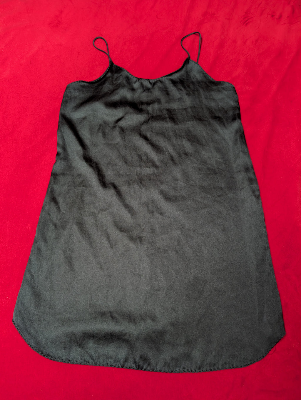 Sensual Fashion BlackSatin Mini Slip Dress in Large