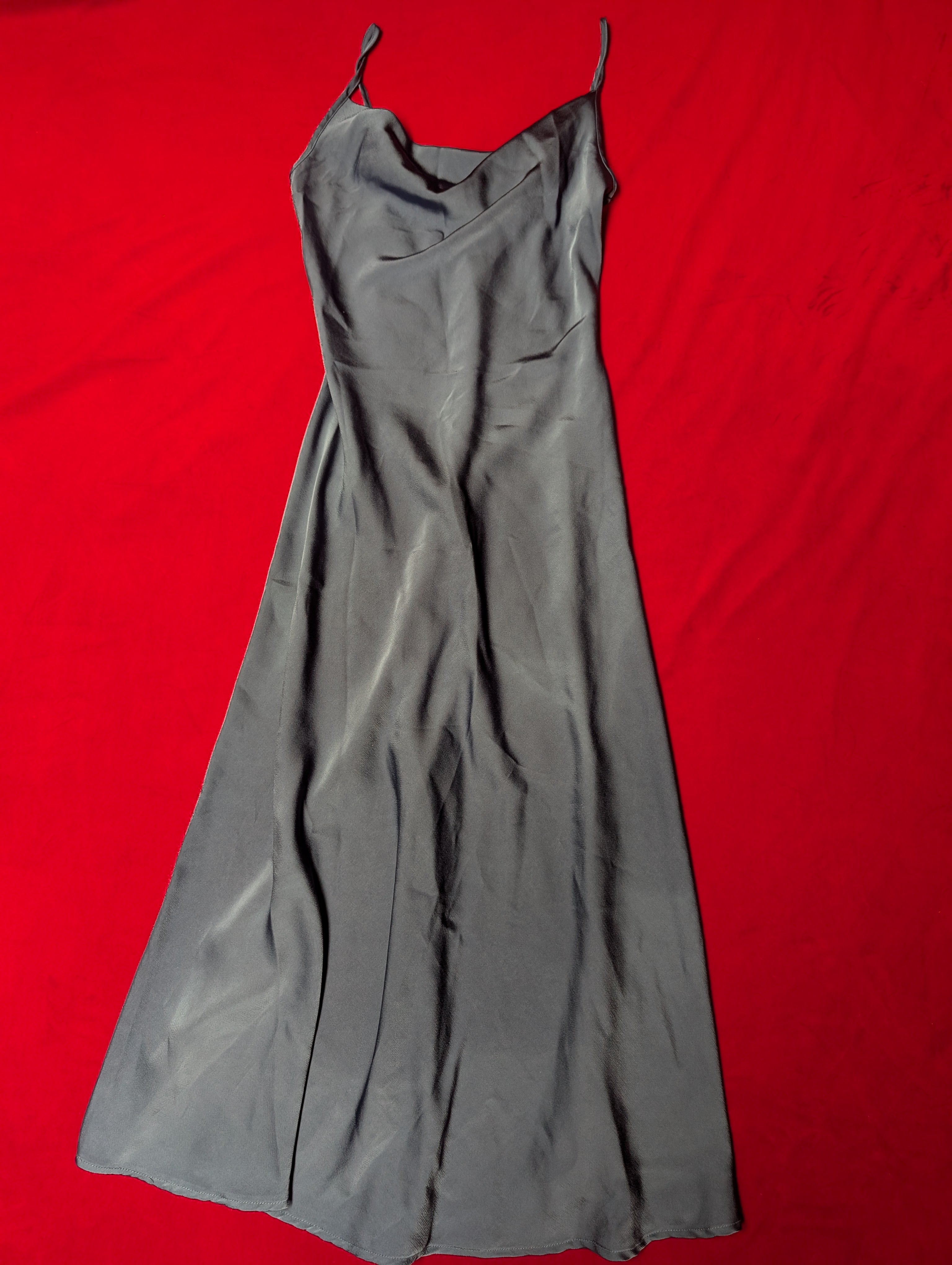 Dark Blue Cowl Neckline Maxi Slip Dress in Small