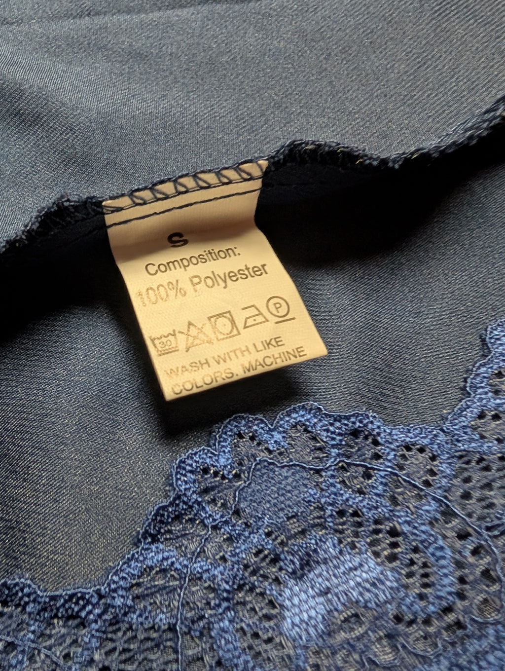 Navy Blue Satin Lace Lined Maxi Slip Dress with Bow in Small