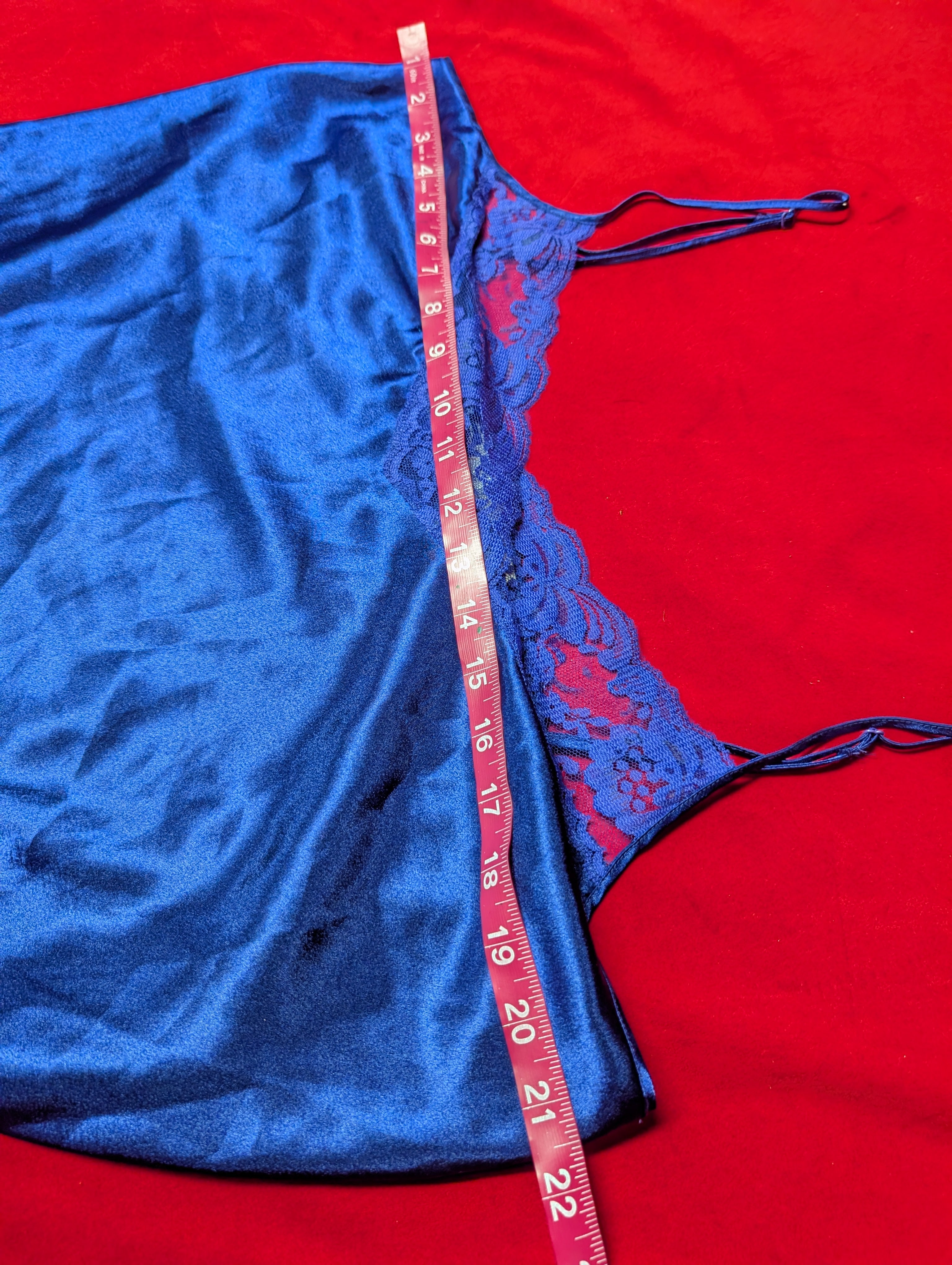 Solange Vintage Indigo Purple Blue Satin Slip Chemise Dress in 2XL