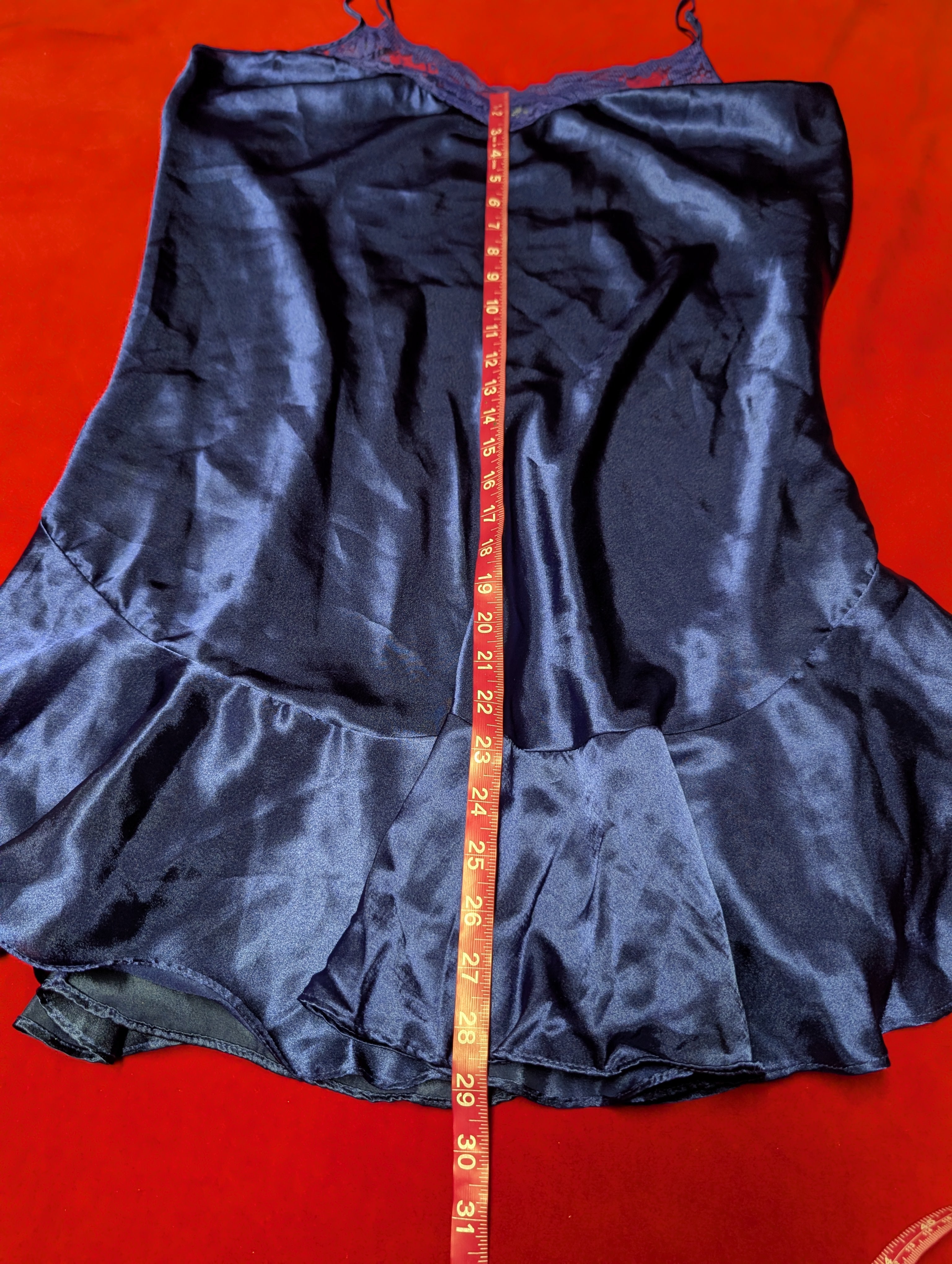 Solange Vintage Indigo Purple Blue Satin Slip Chemise Dress in 2XL