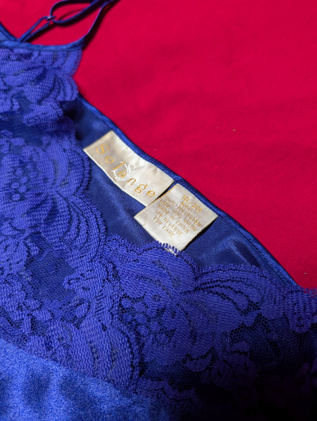 Solange Vintage Indigo Purple Blue Satin Slip Chemise Dress in 2XL