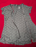 Gilligan & O'Malley Stretch Lace Slate Grey Sleep Dress & Robe Set in Large