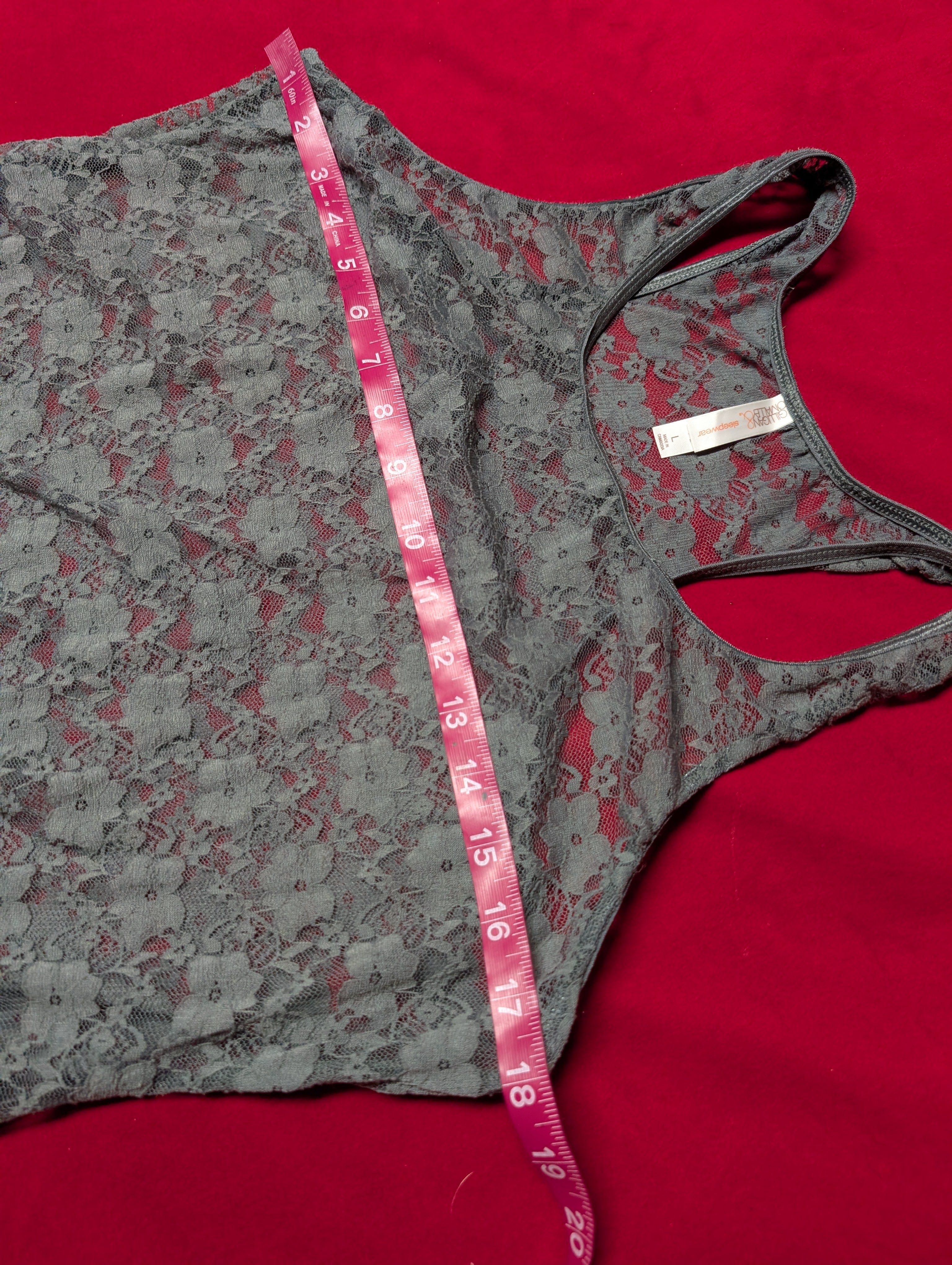 Gilligan & O'Malley Stretch Lace Slate Grey Sleep Dress & Robe Set in Large