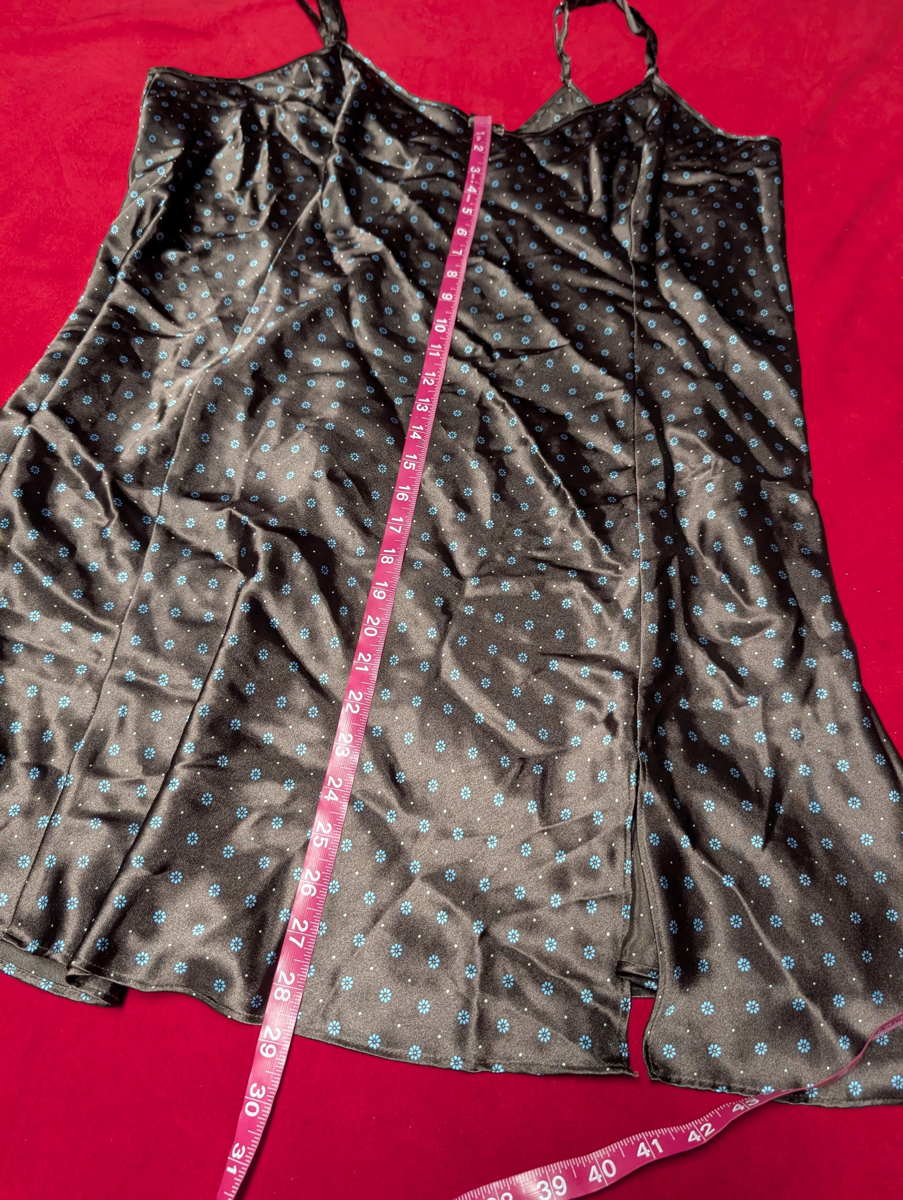 Y2K Dark Chocolate Floral Mini Satin Slip Chemise Dress in 3XL