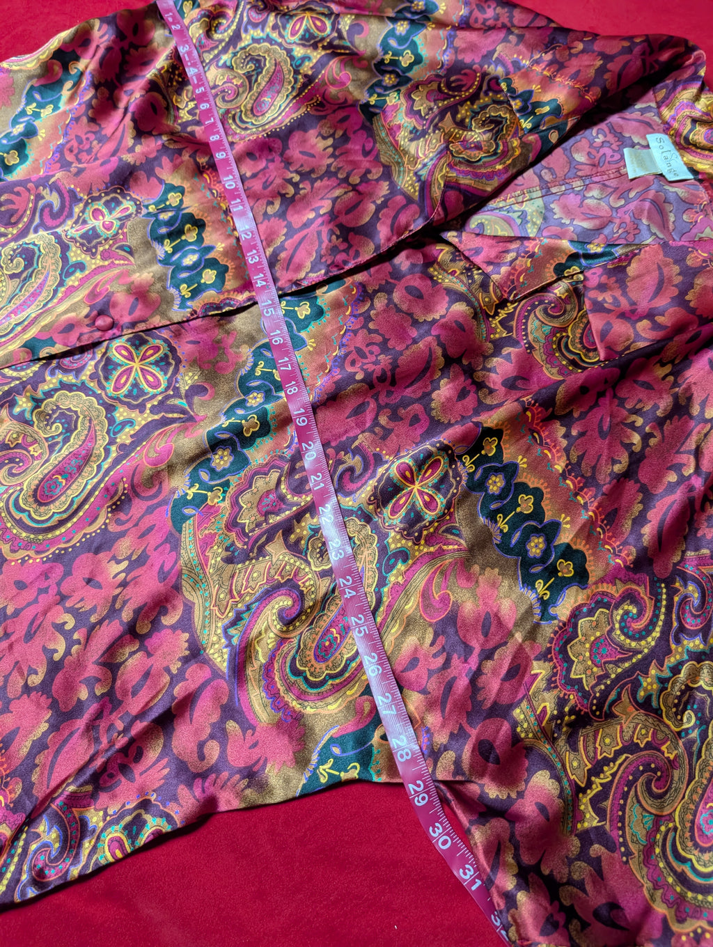 Solange Vintage Paisley & Wine Tones Long Button Sleeping Shirt Dress in 3XL