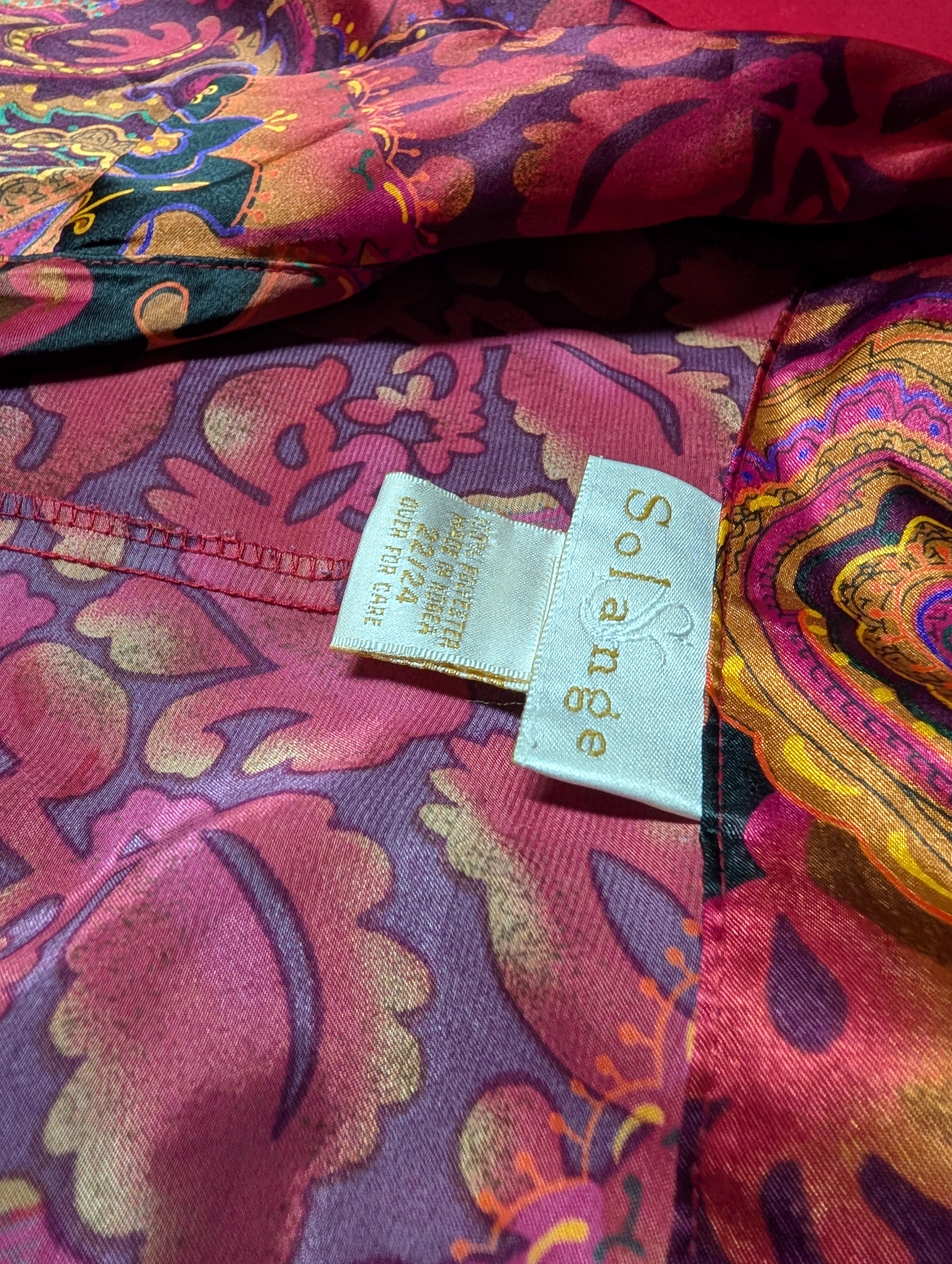 Solange Vintage Paisley & Wine Tones Long Button Sleeping Shirt Dress in 3XL