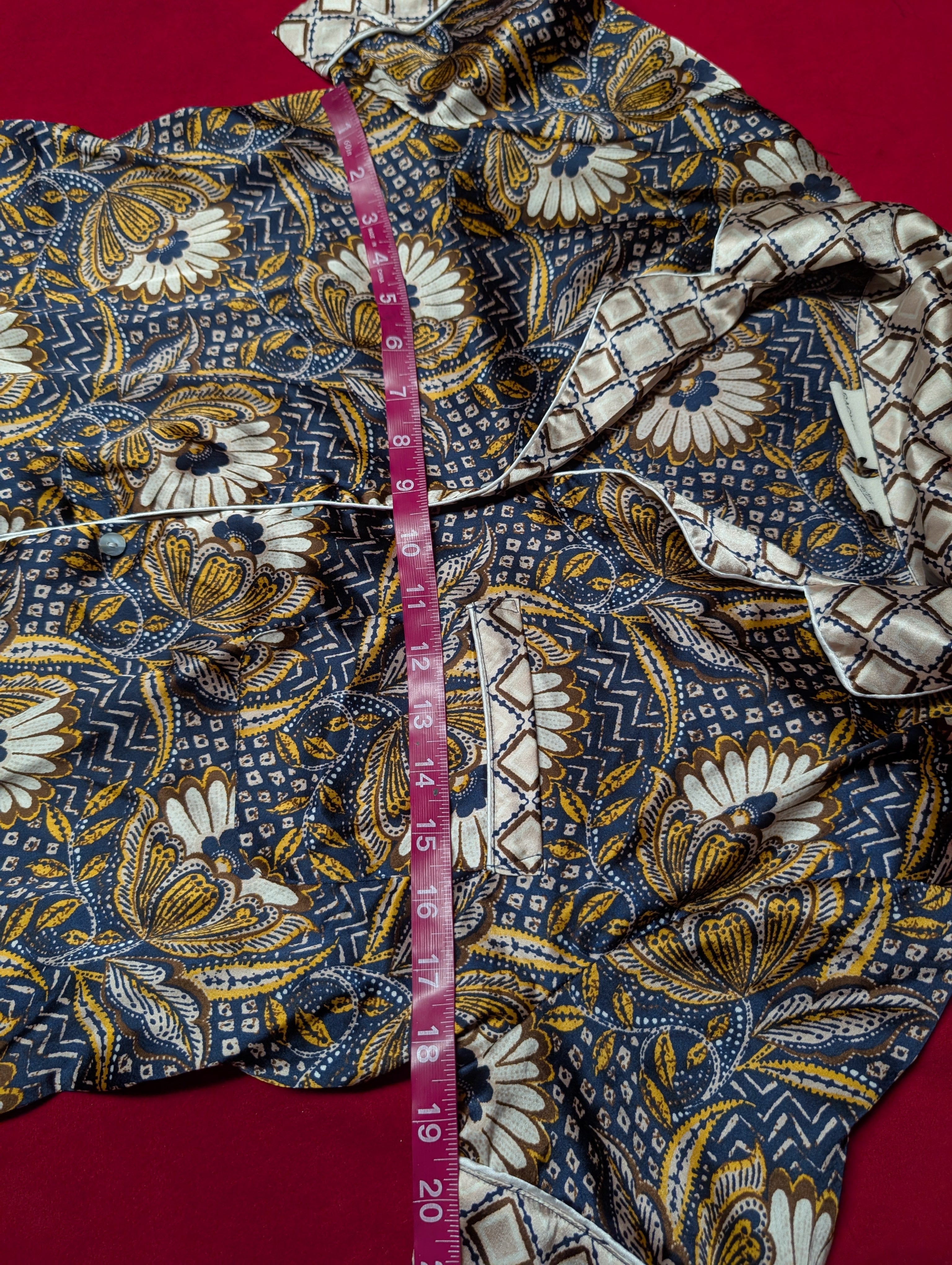 Mosaic Floral Bronze & Blue Short Pajama Set in Small
