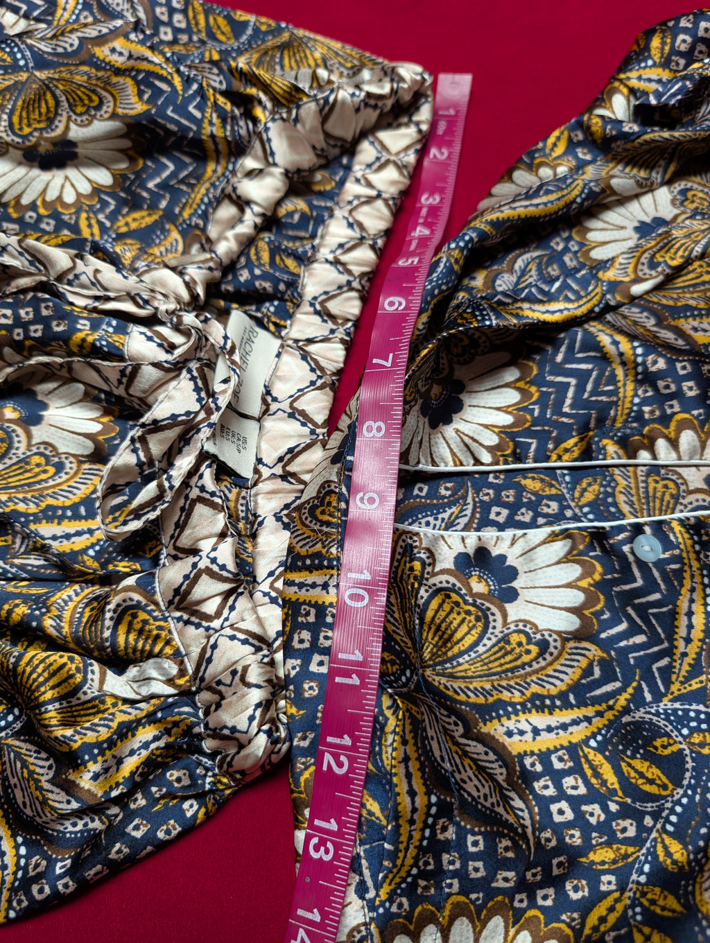 Mosaic Floral Bronze & Blue Short Pajama Set in Small