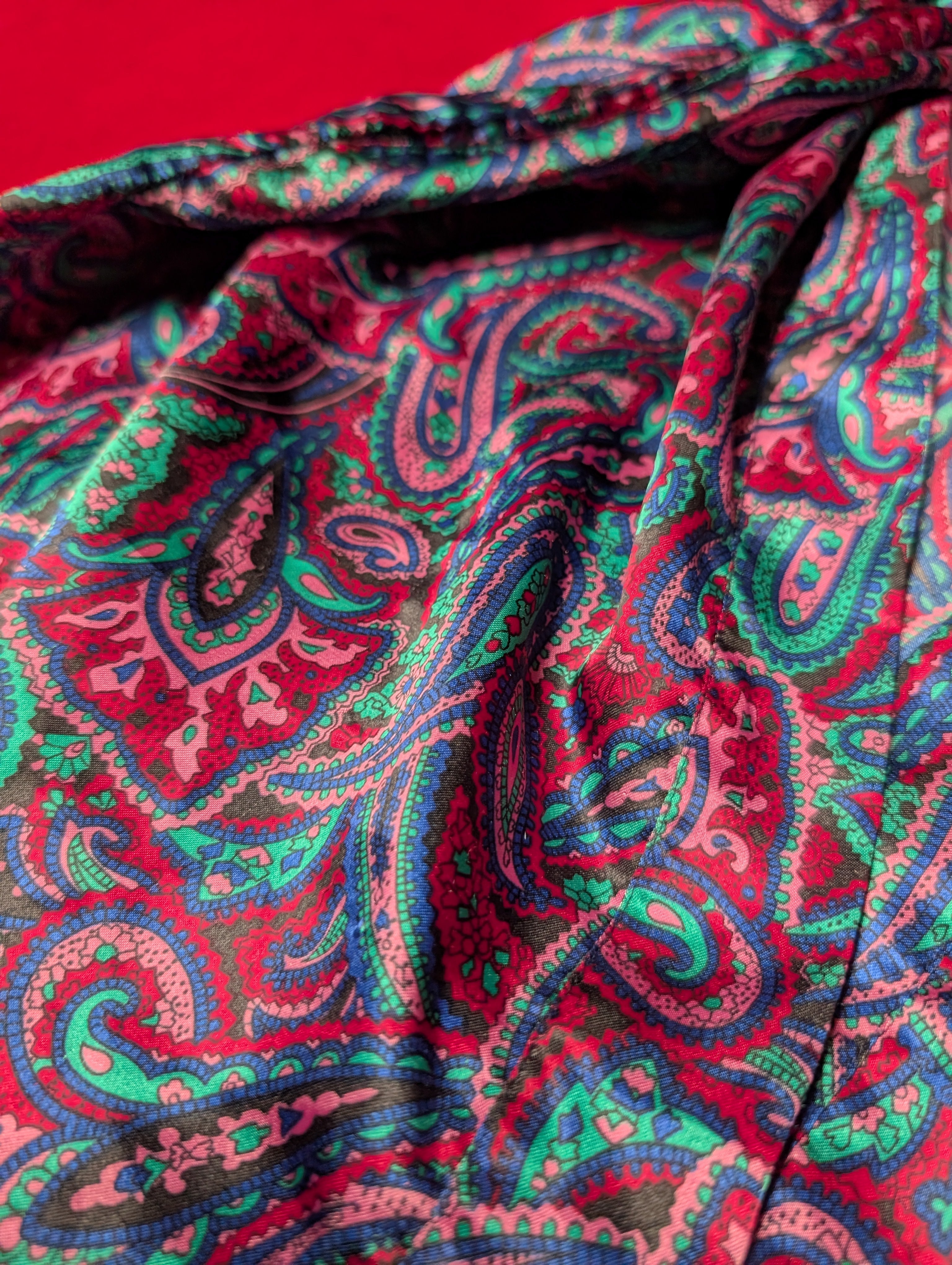 Vintage Jewel Tone Paisley Satin Robe in Medium