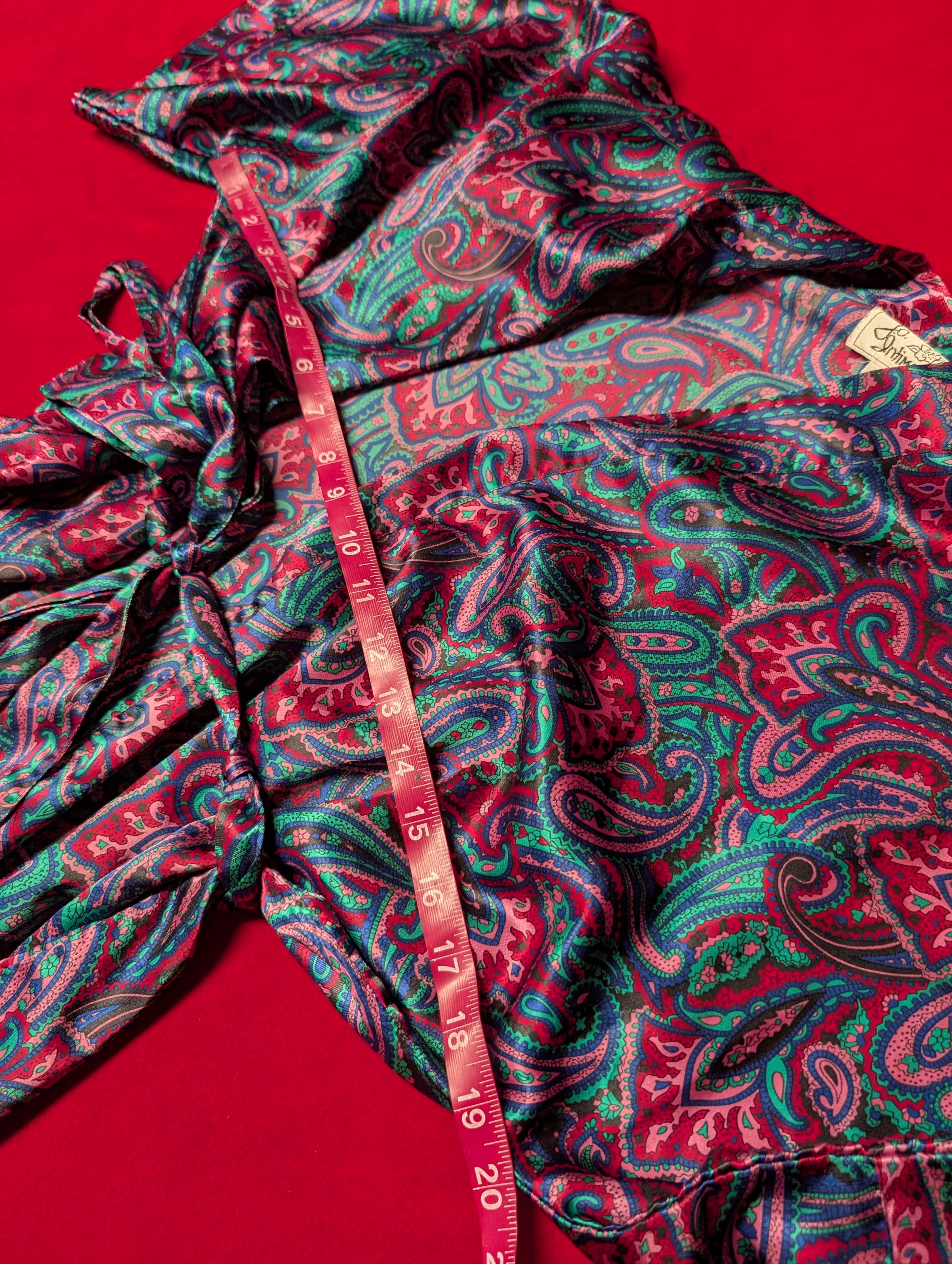 Vintage Jewel Tone Paisley Satin Robe in Medium