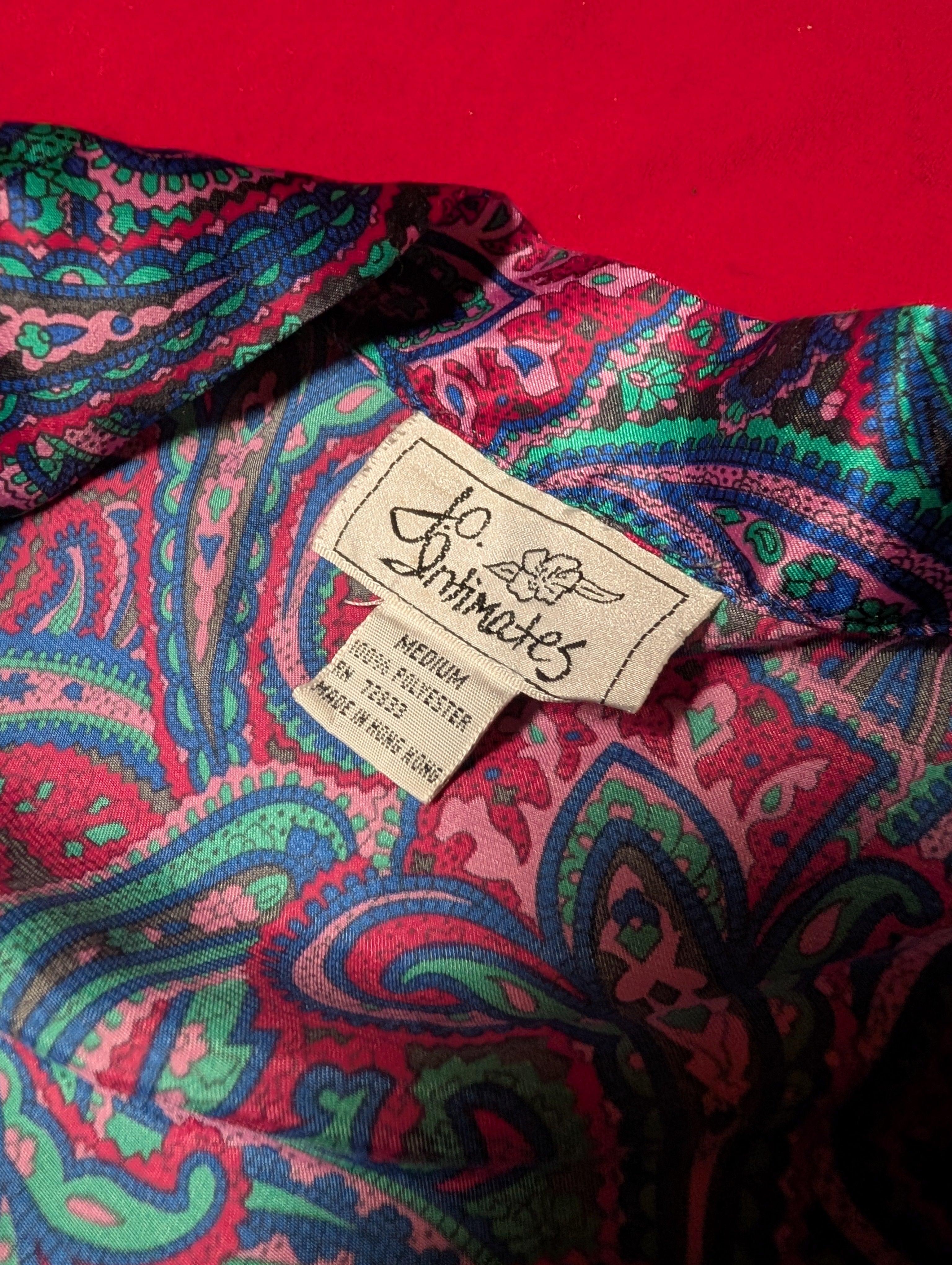 Vintage Jewel Tone Paisley Satin Robe in Medium