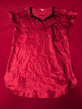 Vintage Red & Black Rosette Short Sleeved Nightgown Dress in Large