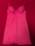 Y2K Fuchsia Pink Rosette Mesh Slip Chemise with Padded Cups in Medium