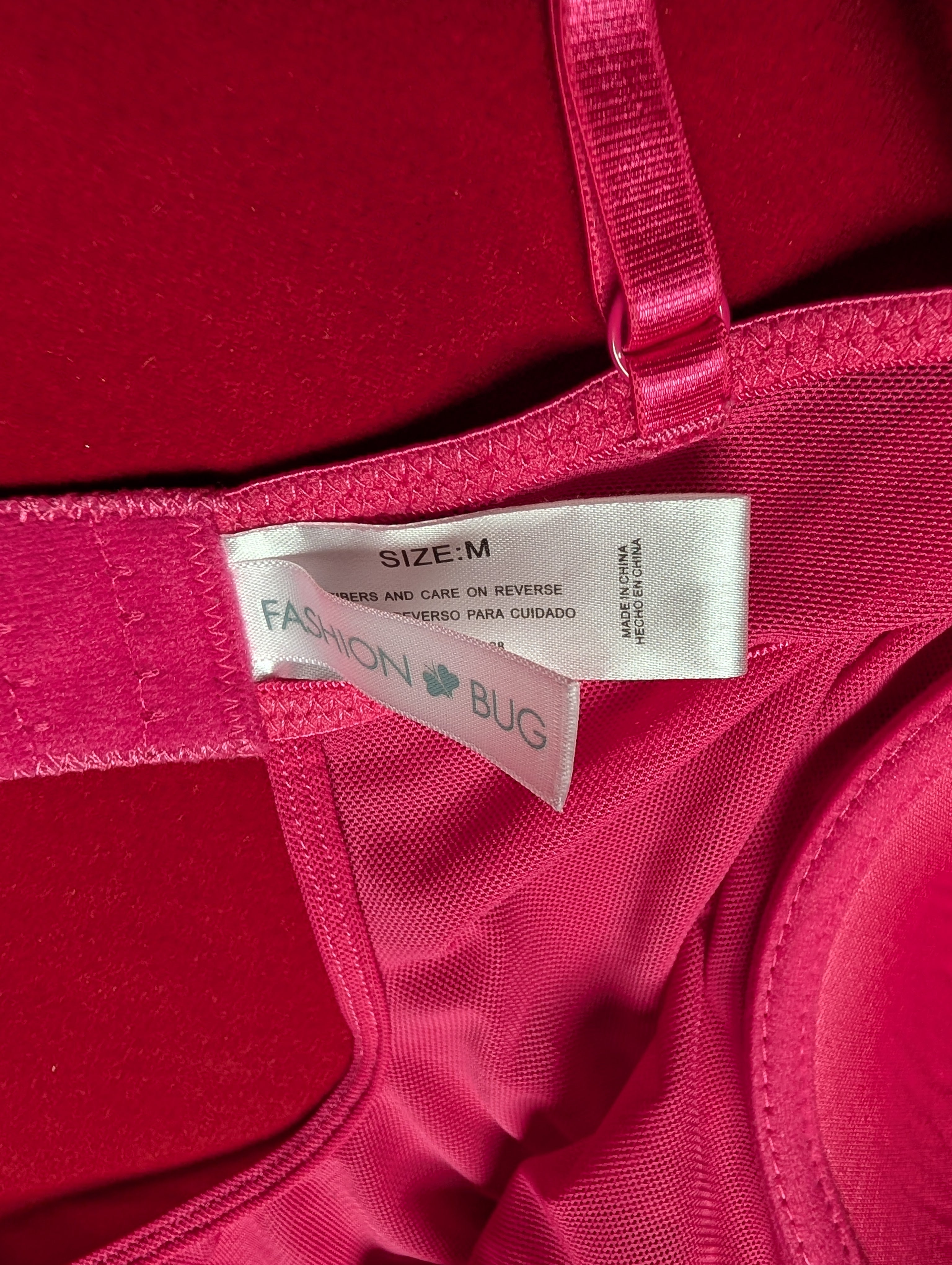 Y2K Fuchsia Pink Rosette Mesh Slip Chemise with Padded Cups in Medium