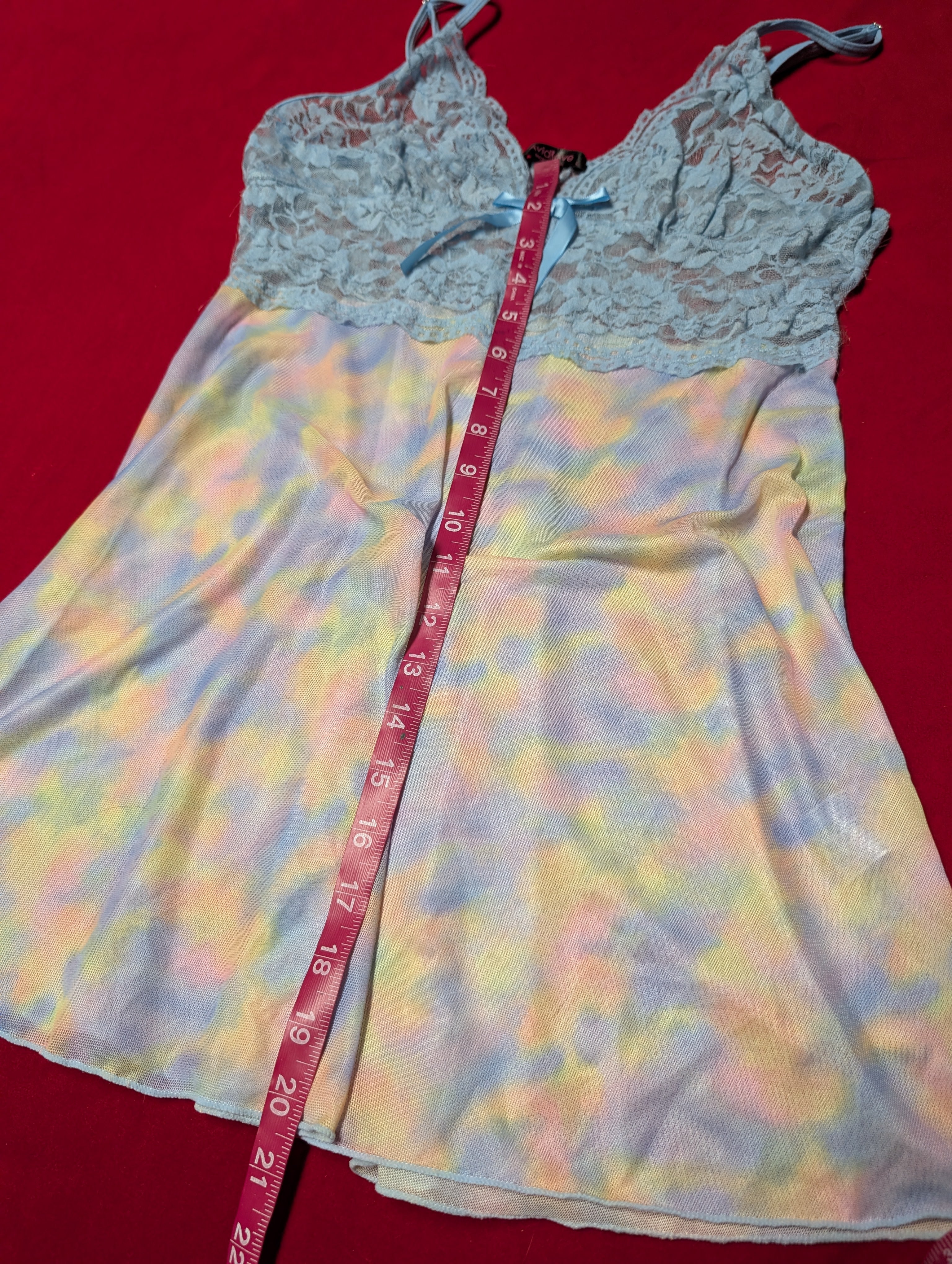 Modern Sky Blue Lace & Rainbow Cloud Slip Chemise in Large