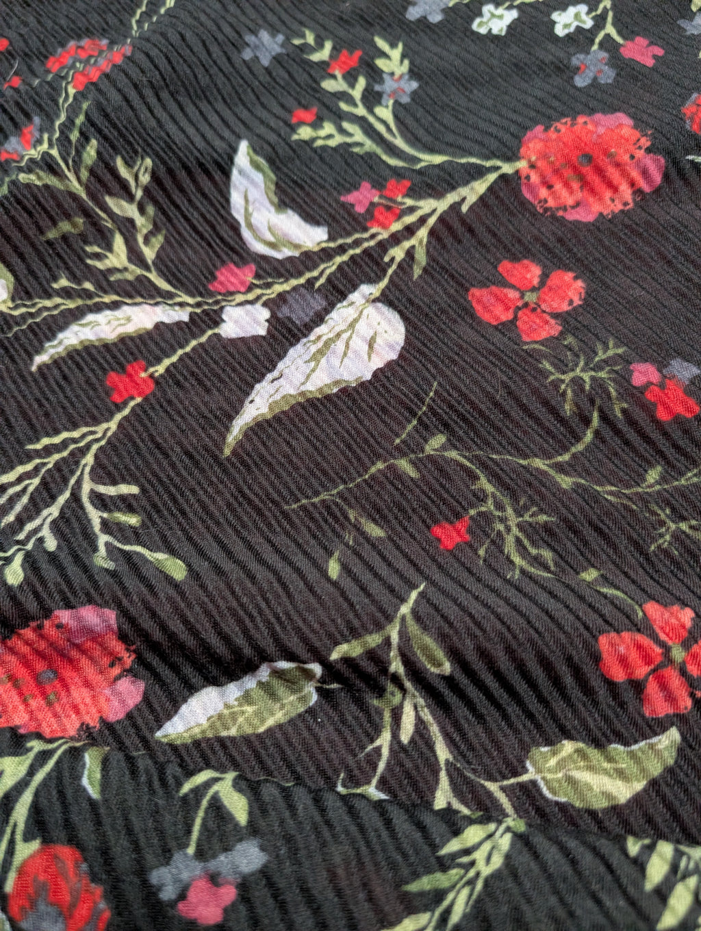 Black & Red Floral Shawl Wrap Scarf