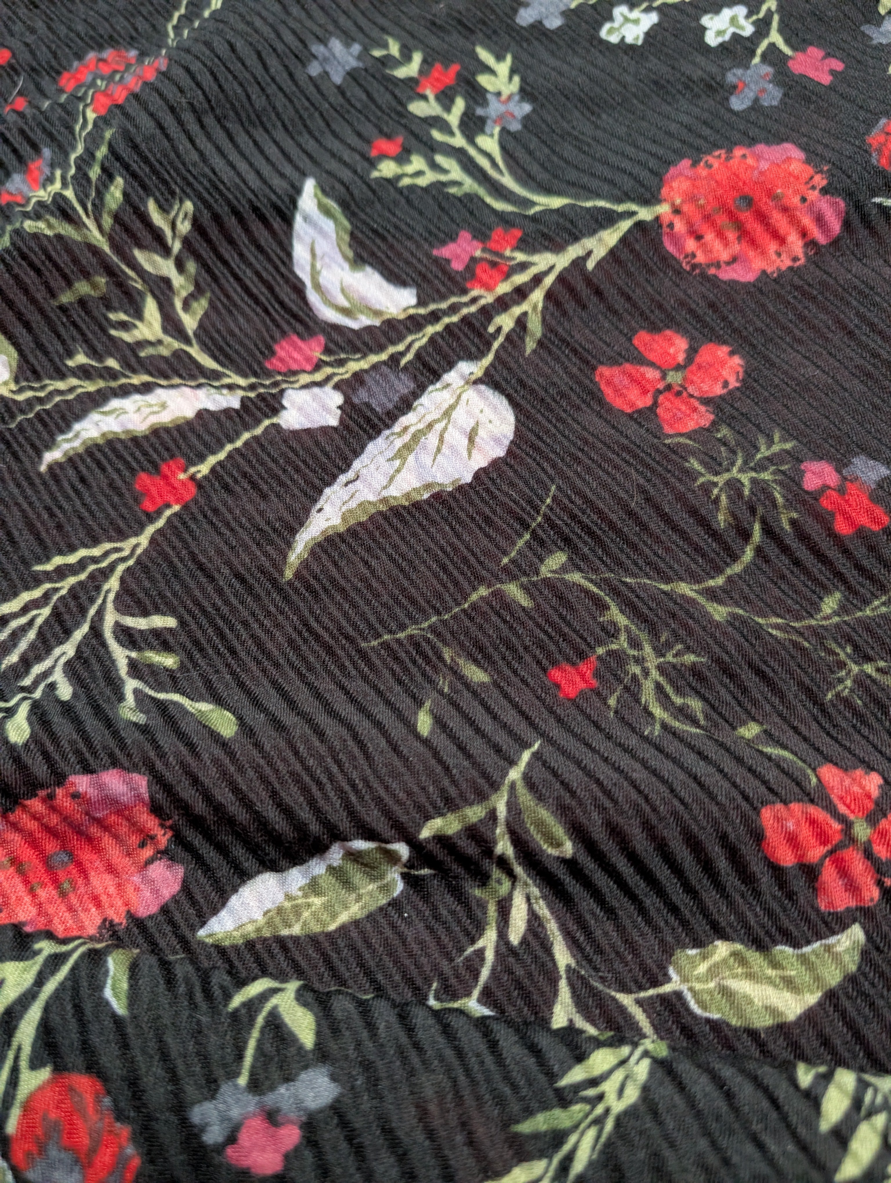 Black & Red Floral Shawl Wrap Scarf