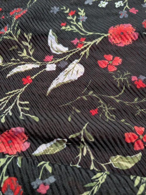 Black & Red Floral Shawl Wrap Scarf