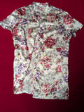 Vintage Kathryn Mandarin Collar White Satin Floral Robe Gown in 3X