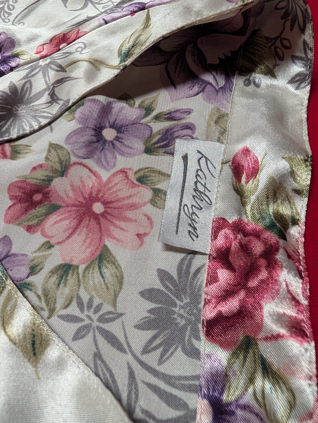 Vintage Kathryn Mandarin Collar White Satin Floral Robe Gown in 3X