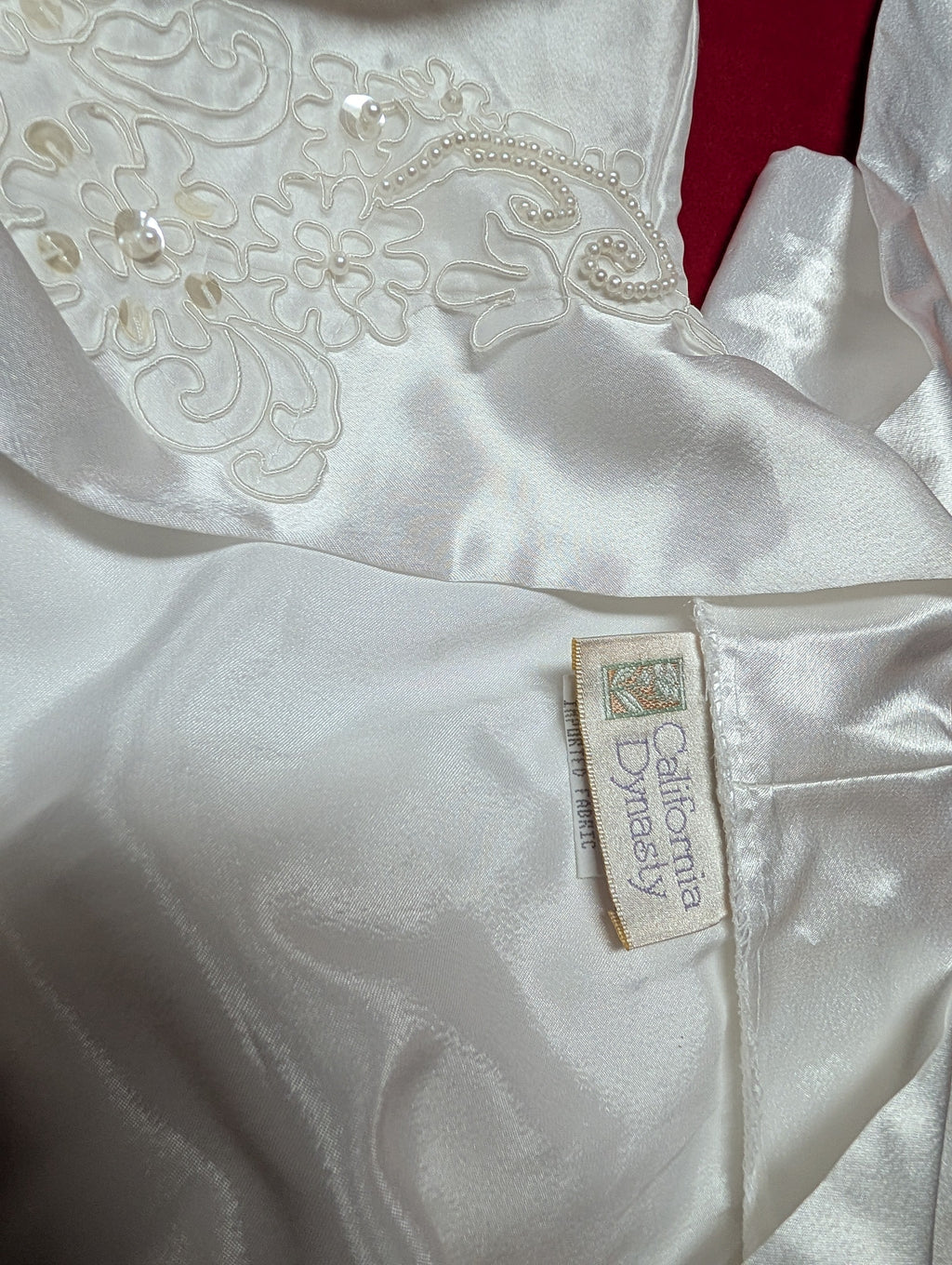 Vintage Off White Bridal Satin Strappy Babydoll Slip Chemise with Robe in Small