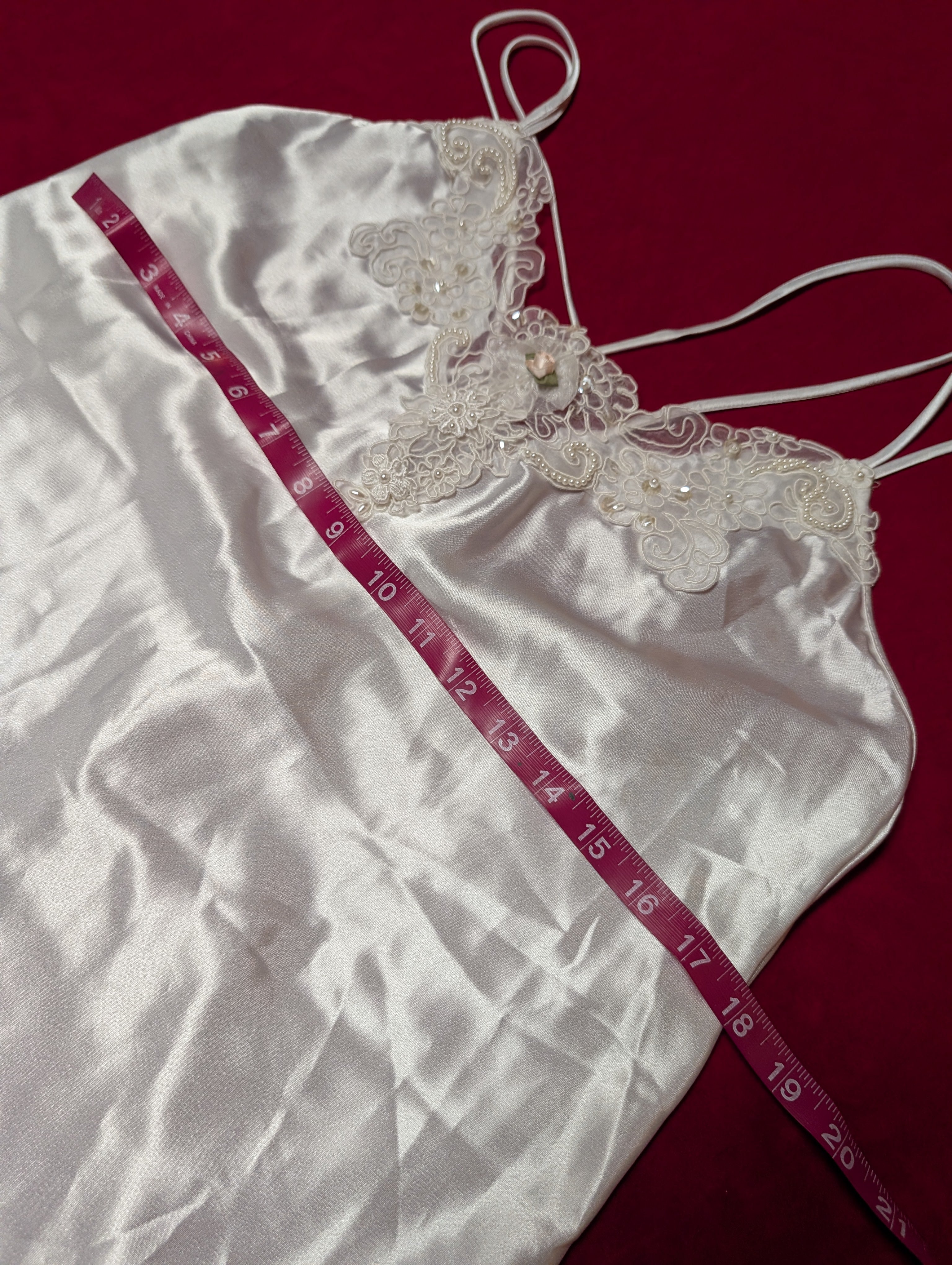 Vintage Off White Bridal Satin Strappy Babydoll Slip Chemise with Robe in Small